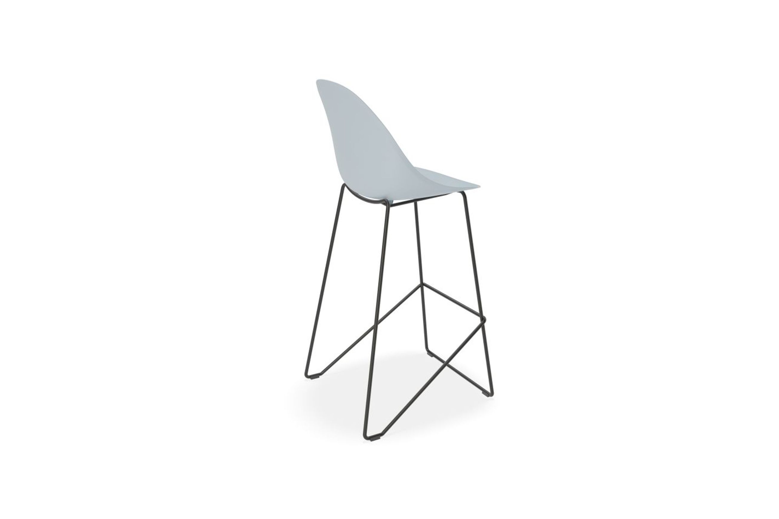 Pebble Blue Stool Shell Seat - Bar Stool 75cm Seat - Black Base