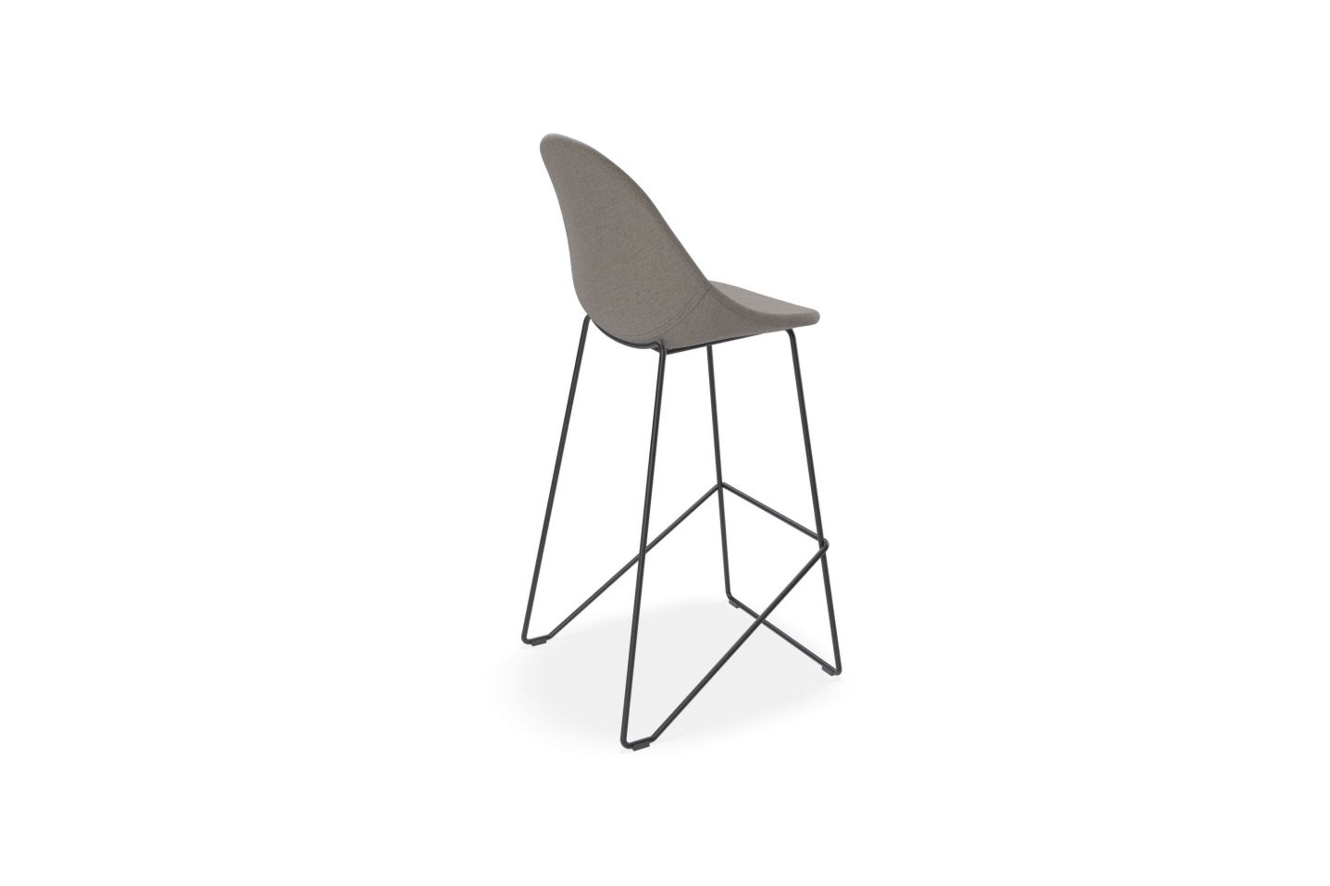 Pebble Fabric Grey Upholstered Stool -75cm Seat Height