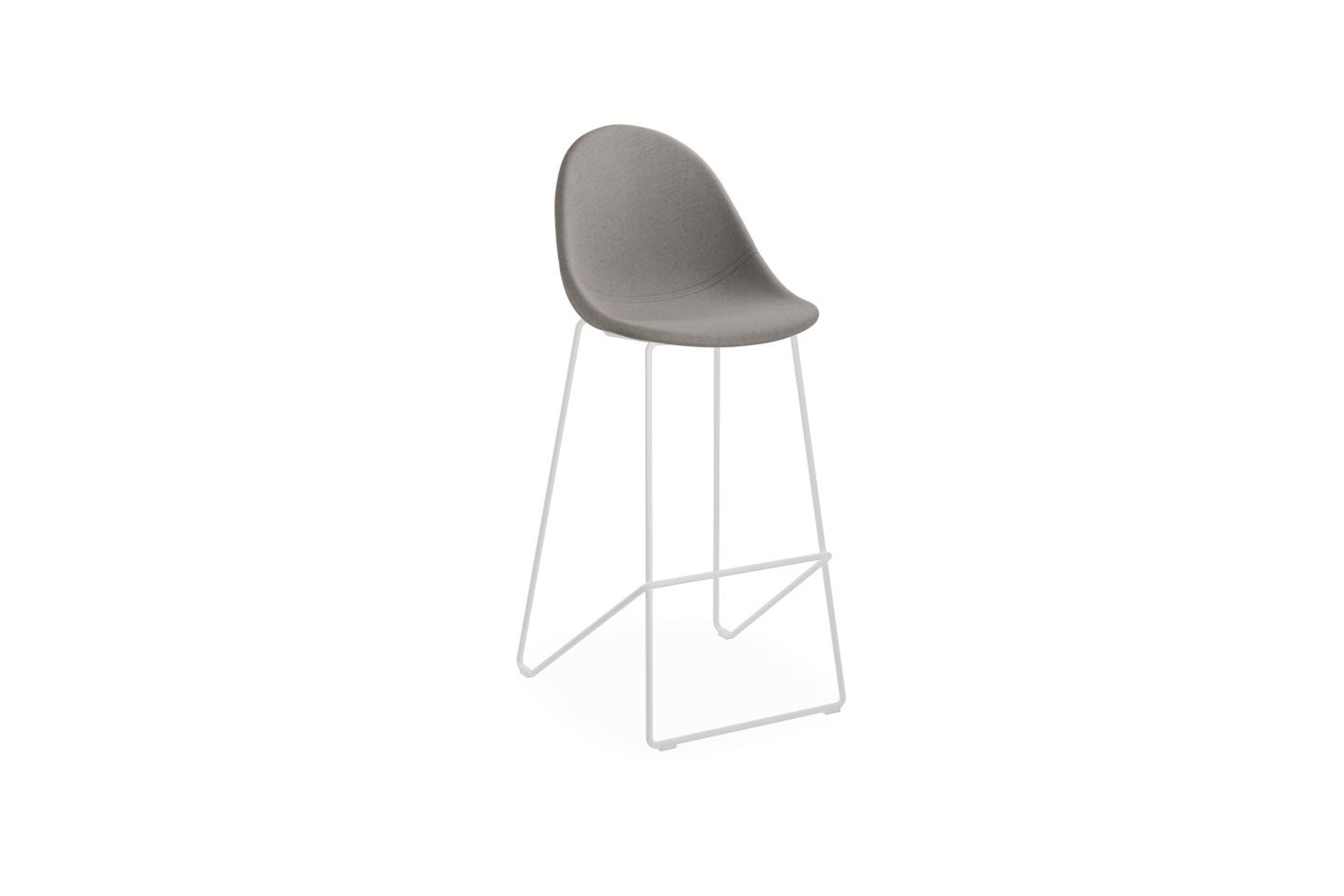 Pebble Fabric Grey Upholstered Stool - Counter Stool 65cm Seat Height - White Base