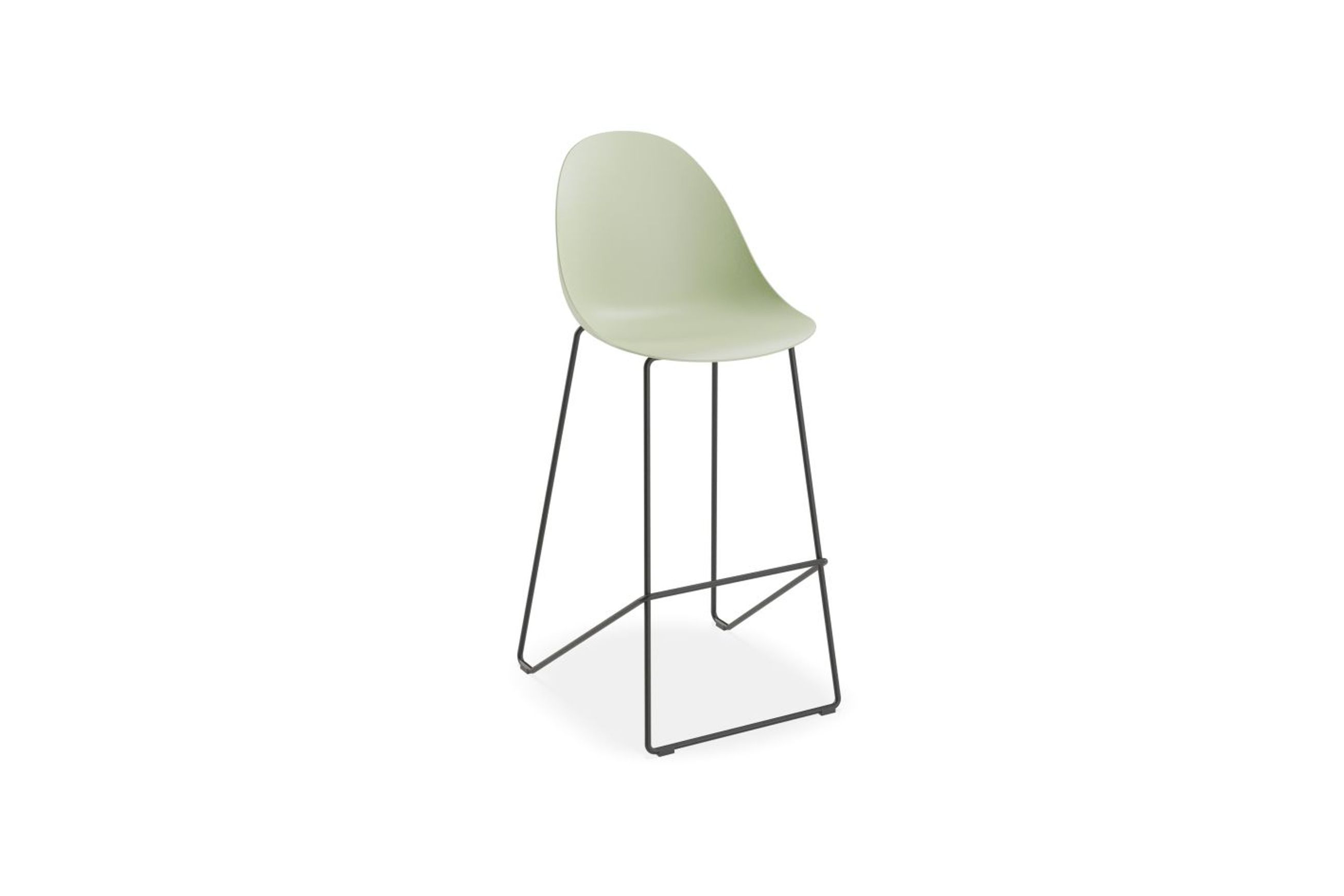 Pebble Mint Green Stool Shell Seat - Bar Stool 75cm Seat - White Base