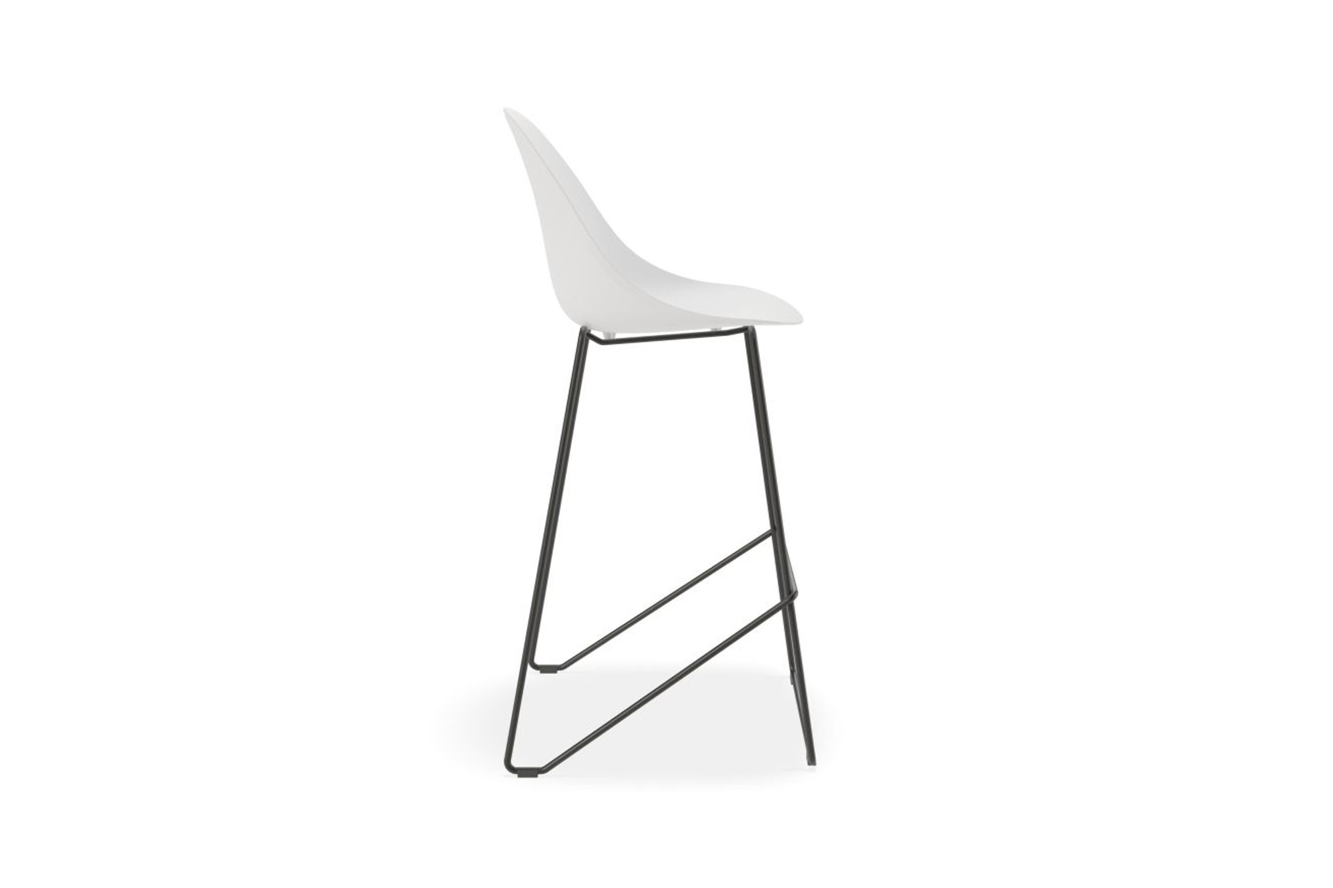 Pebble White Stool Shell Seat - Counter Stool 65cm Seat Height - White Frame