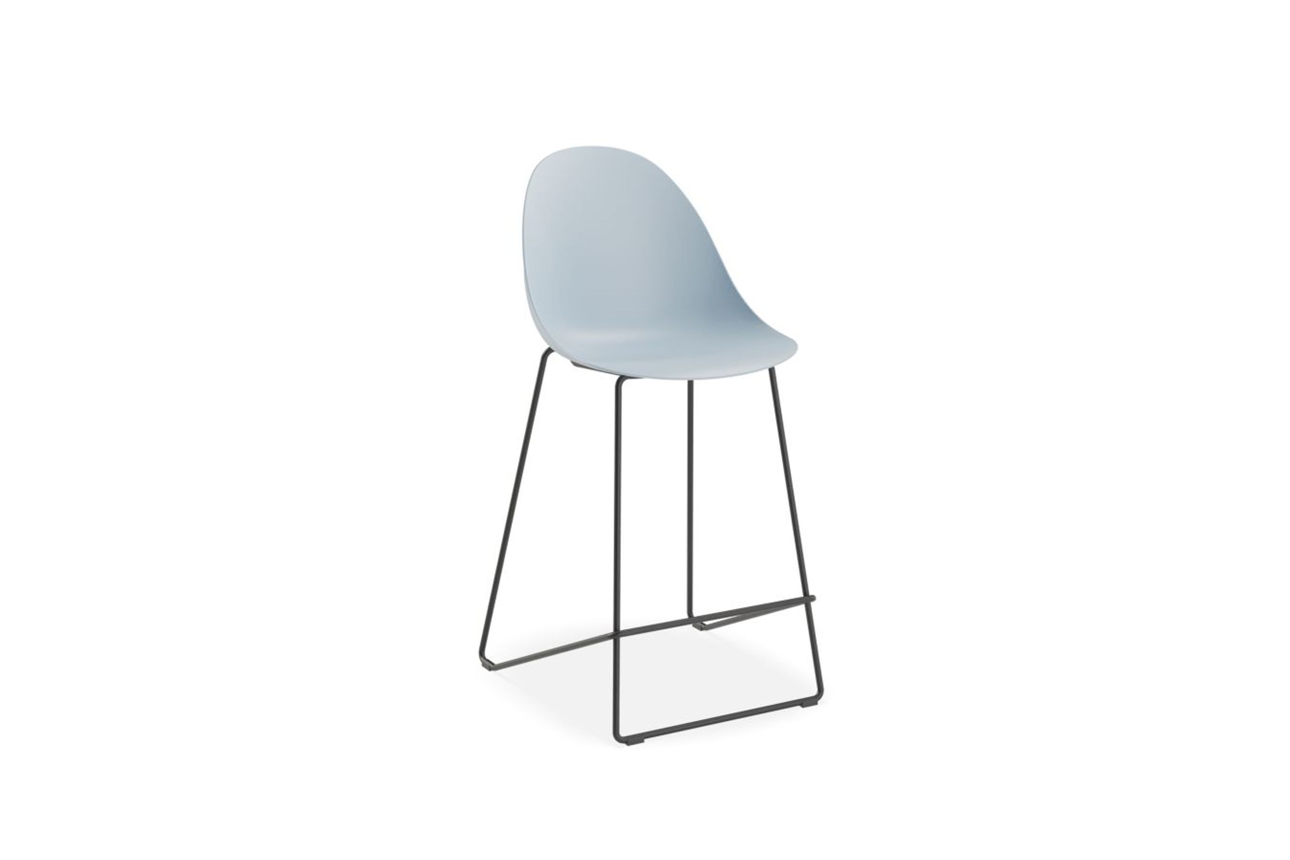 Pebble Blue Stool Shell Seat - Bar Stool 75cm Seat - White Base
