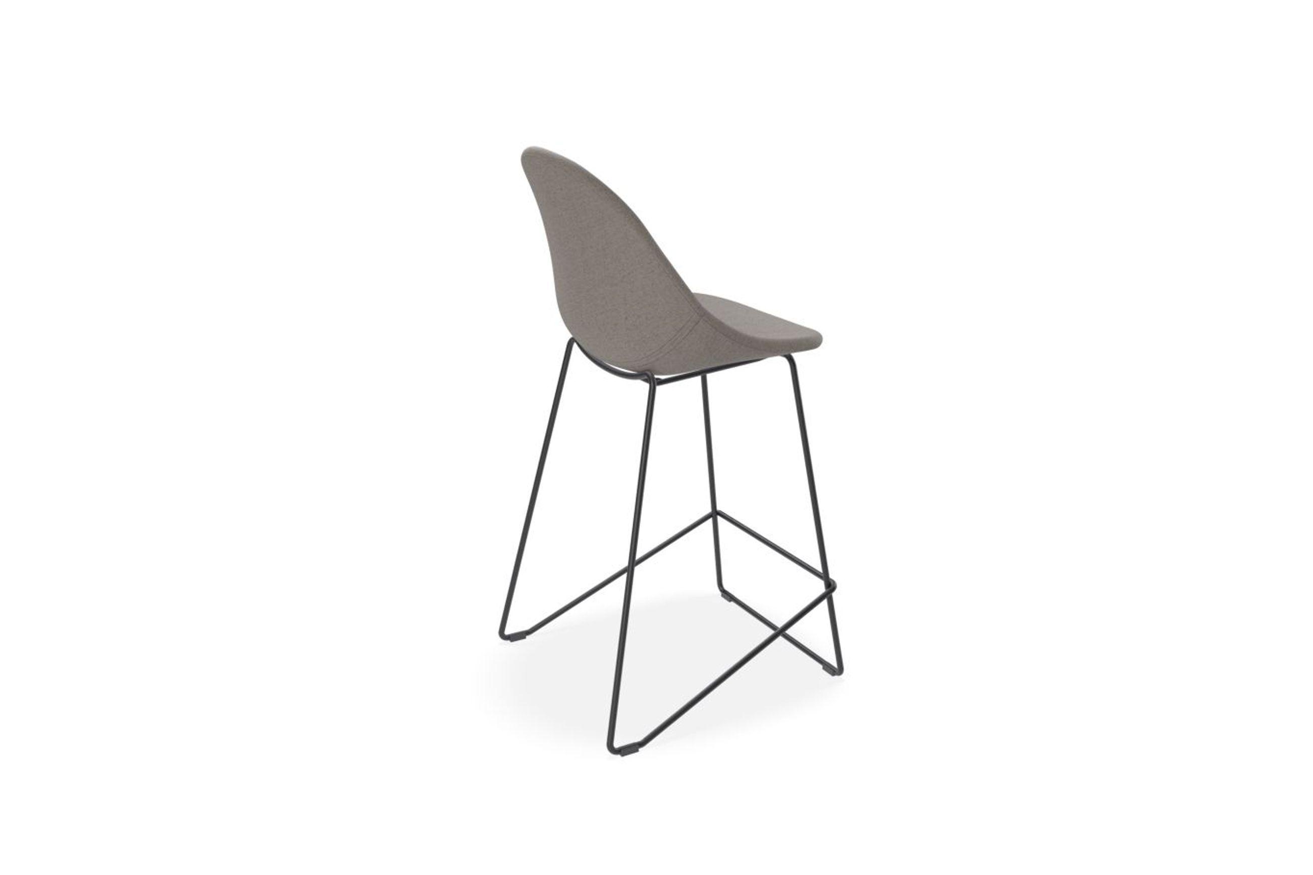 Pebble Fabric Grey Upholstered Stool - 75cm Seat Height