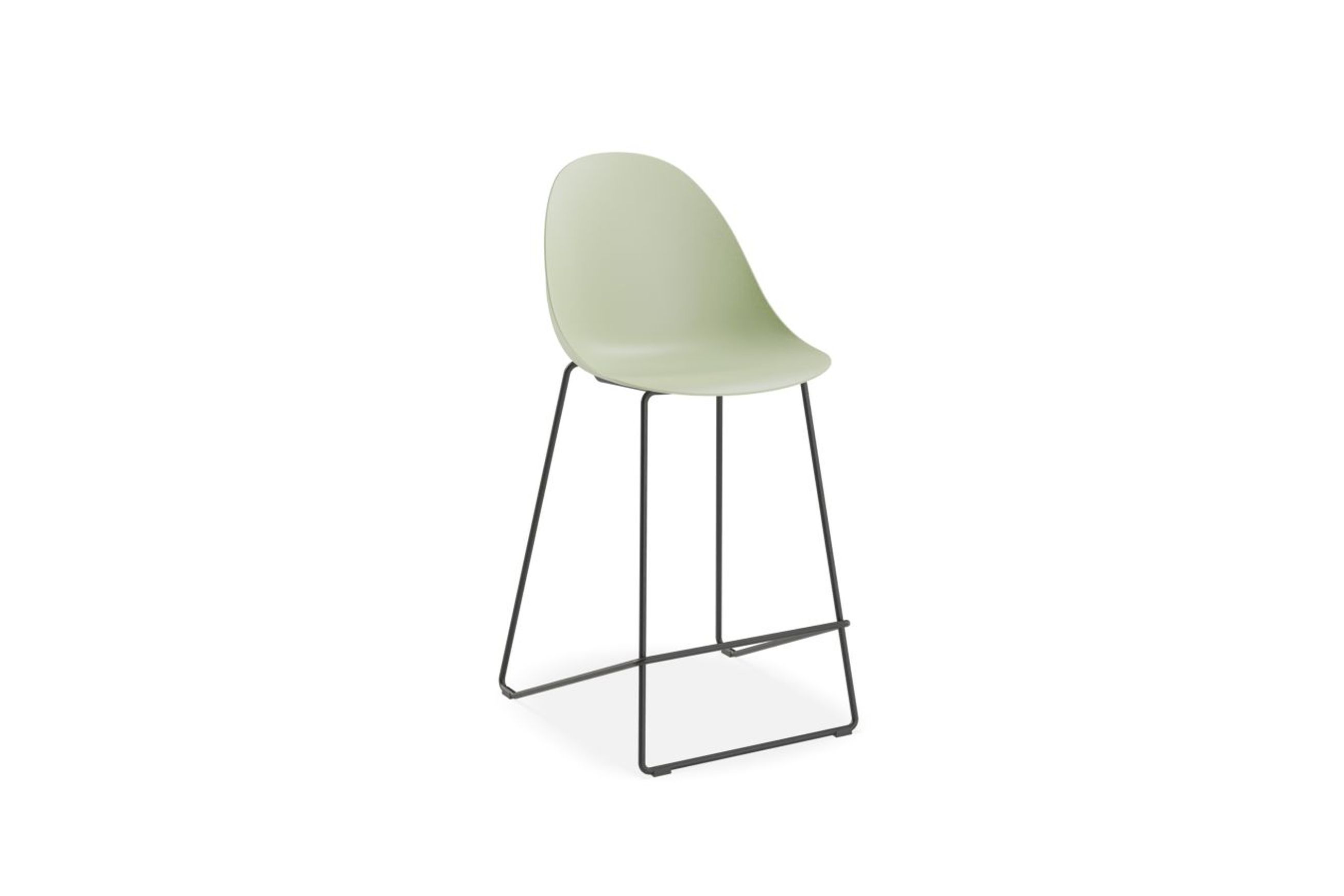 Pebble Mint Green Stool Shell Seat - Bar Stool 75cm Seat - Black Base