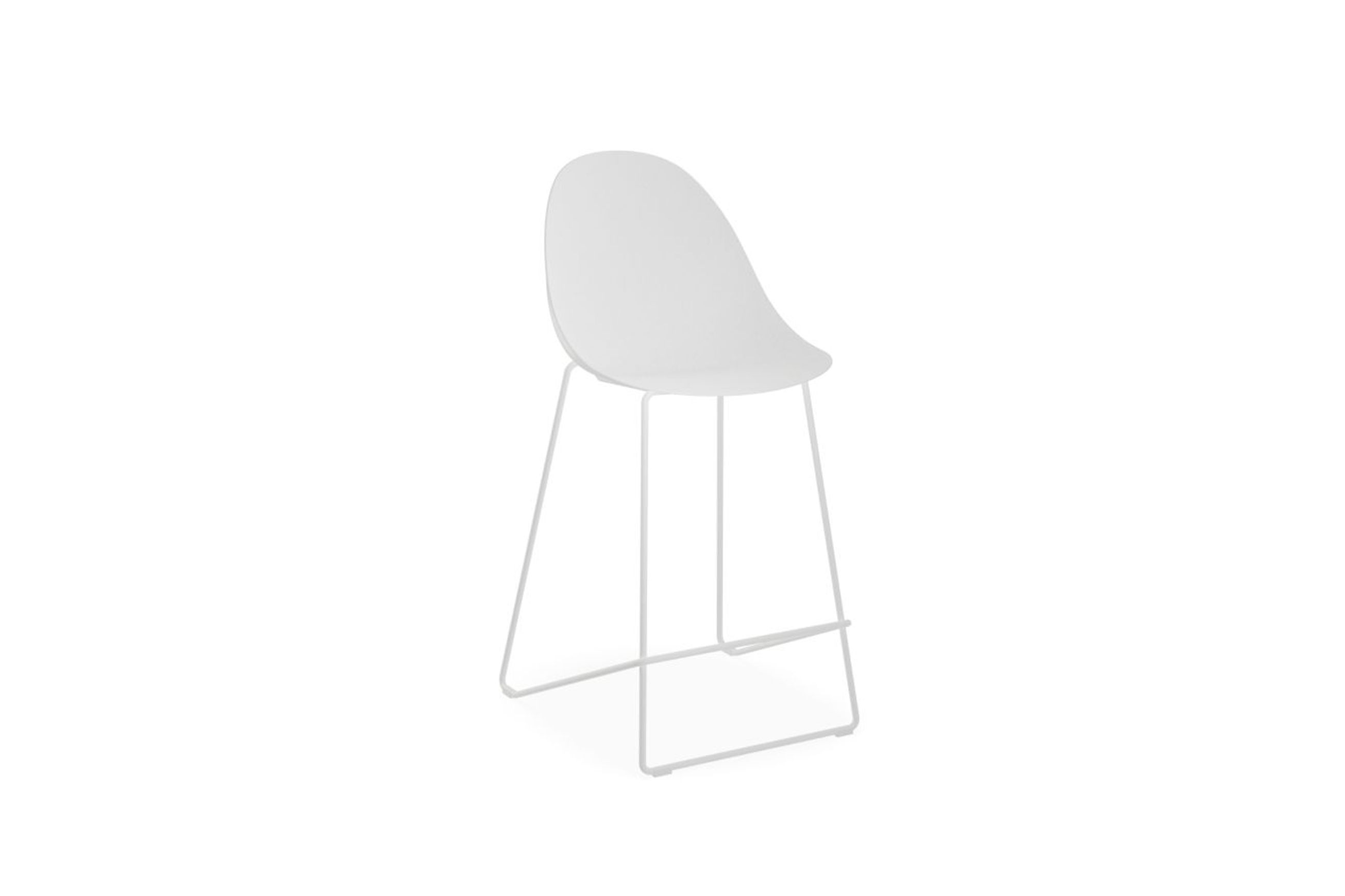 Pebble White Stool Shell Seat - Counter Stool 65cm Seat Height - White Frame
