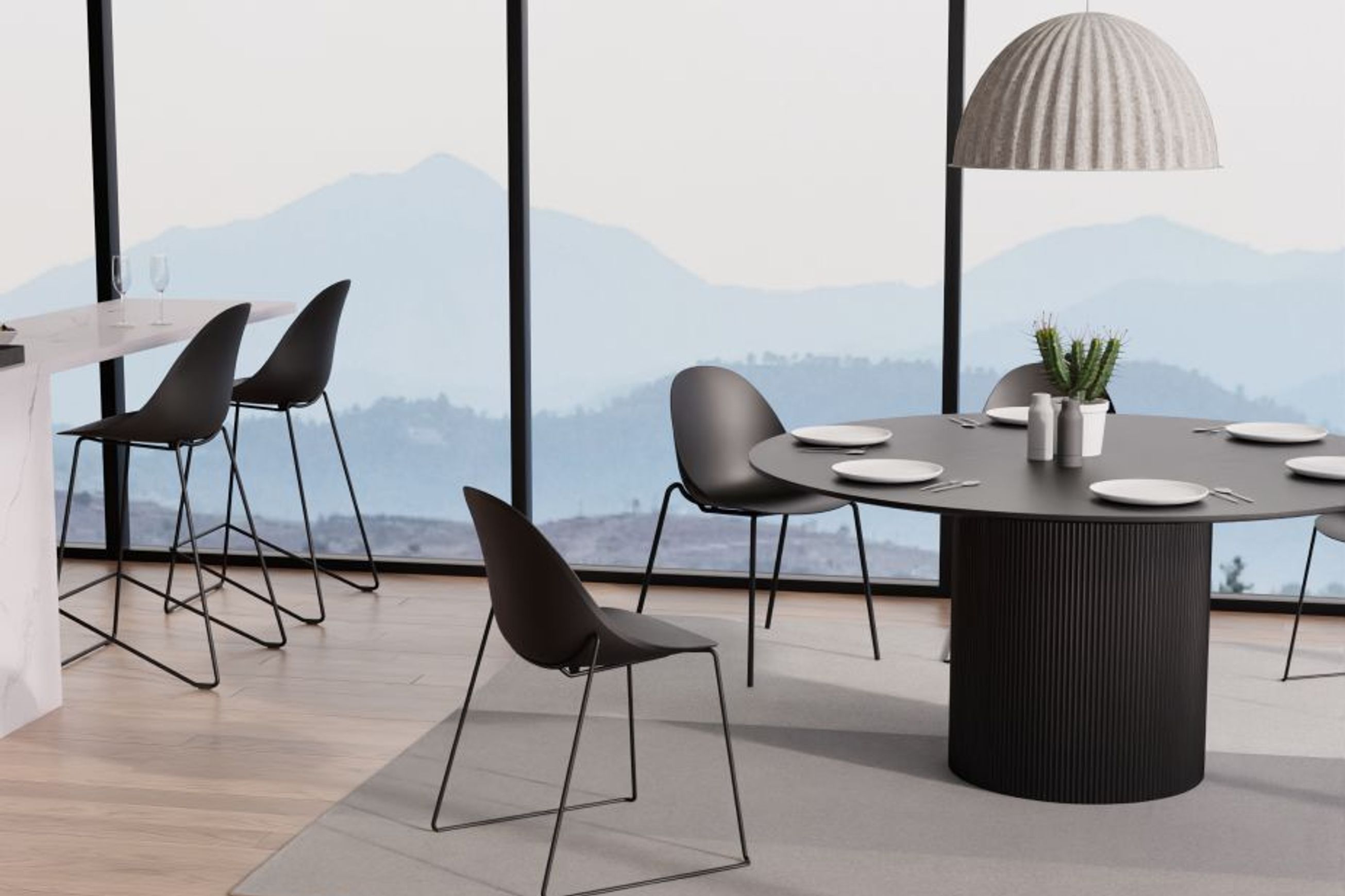 Pebble Black Stool Shell Seat - Counter Stool 75cm Seat