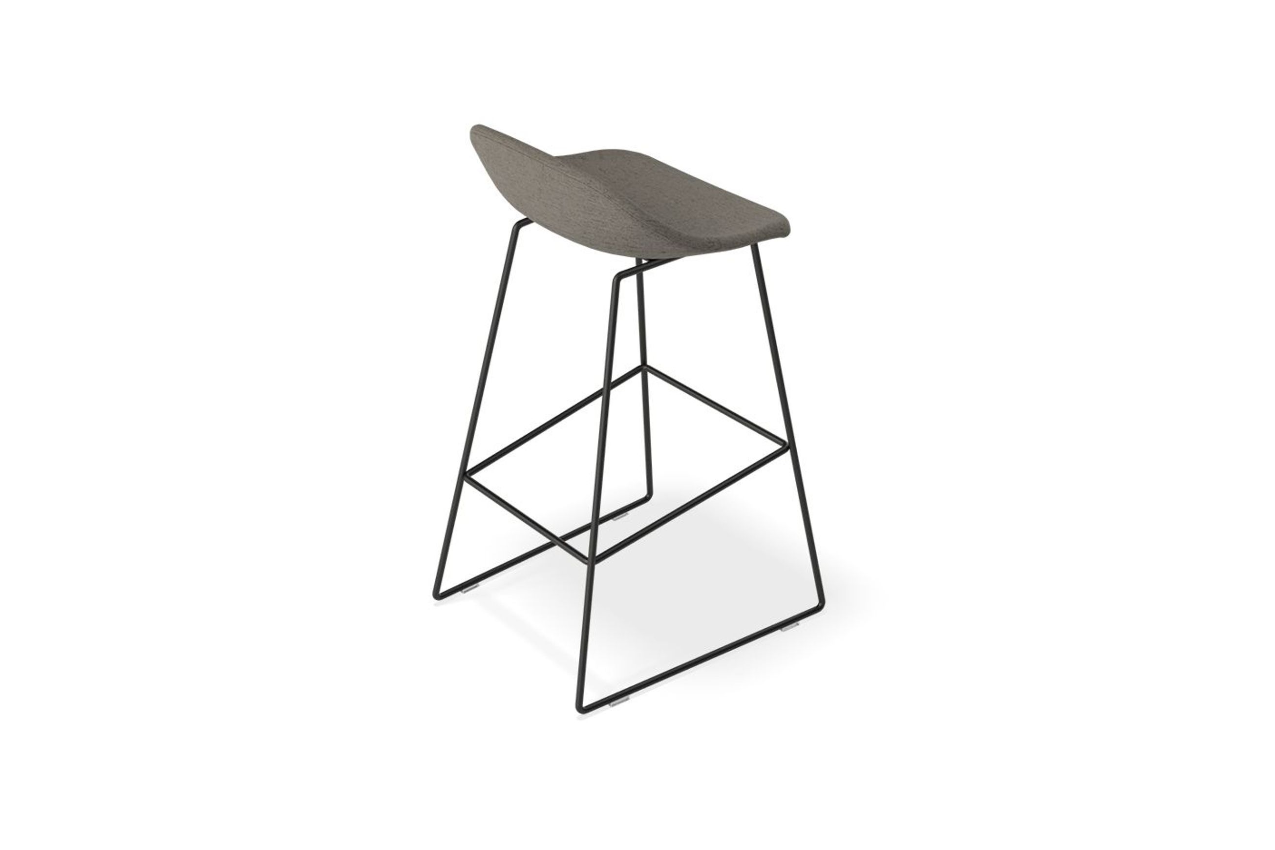 Pop Stool with Black Frame and Fabric Grey Seat