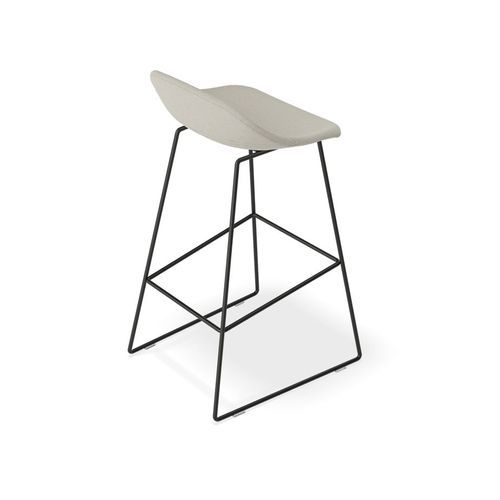 Pop Stool with Black Frame and Fabric Light Grey Seat