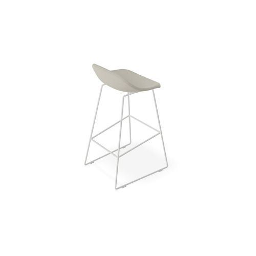 Pop Stool with White Frame and Light Grey Fabric Seat  - 65cm