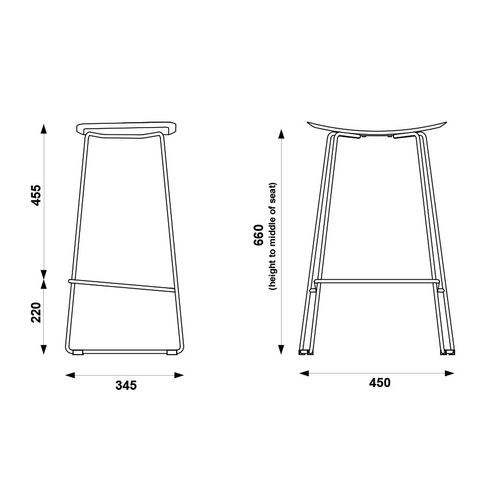 Winnie Stool -  Black Leather  - 66cm (Kitchen Bench Height)