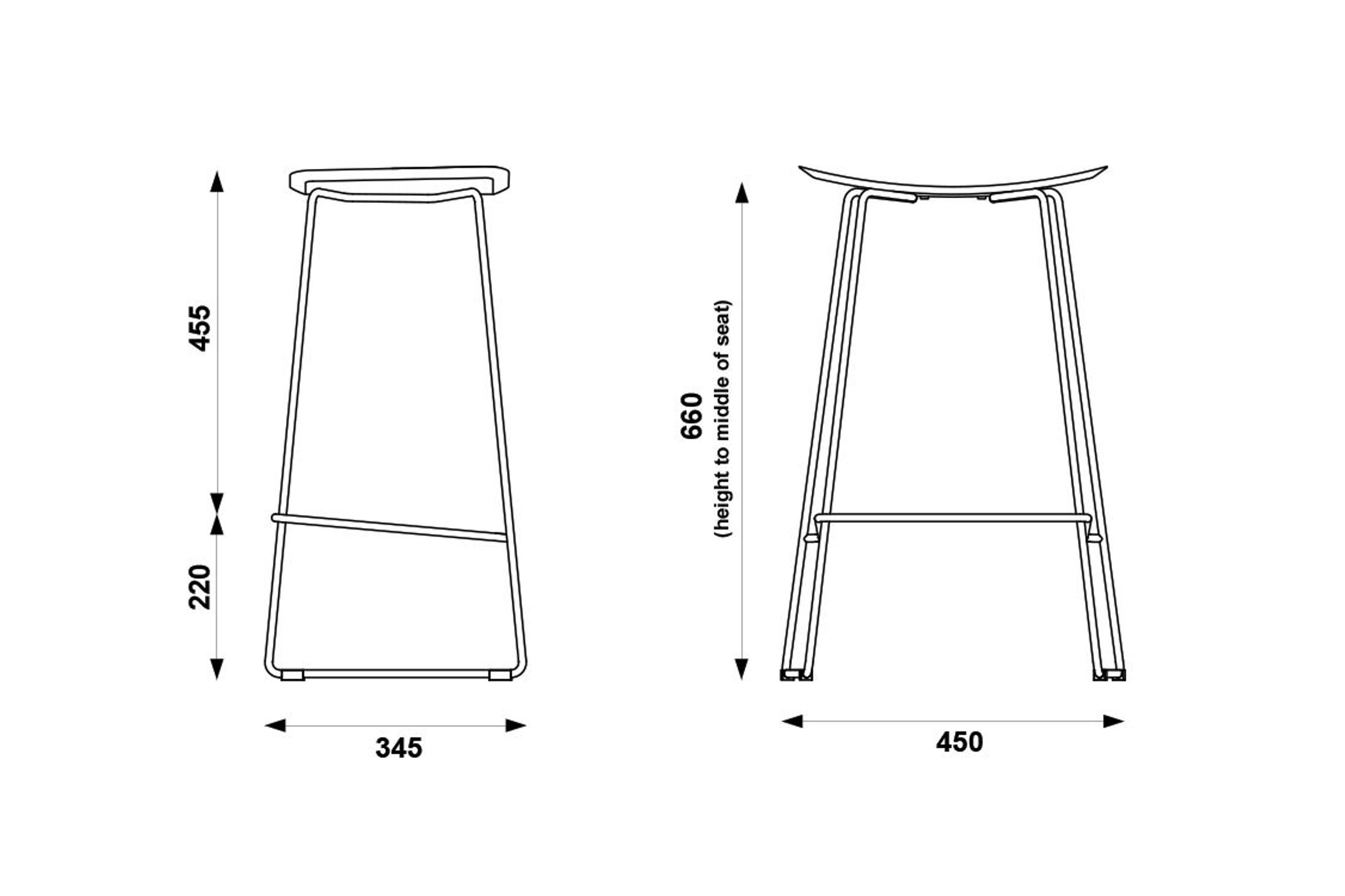 Winnie Stool -  Black Leather  - 76cm Bench Height