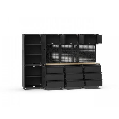 Black Workshop Garage Storage Cabinet Set | GS-D12B