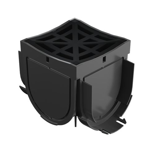 Storm Drain™ – 4 Way Connector with Black Plastic Grate