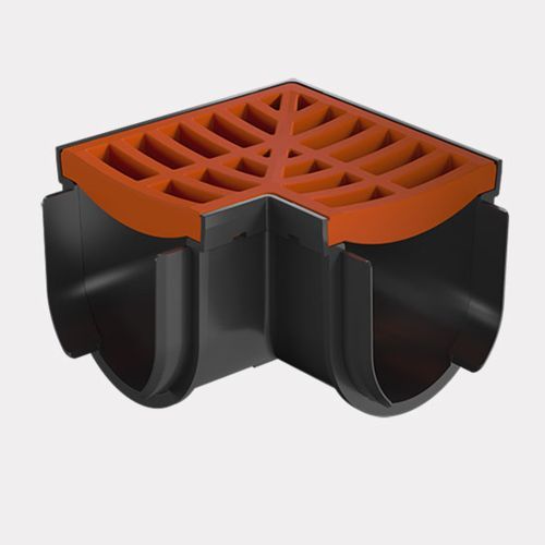 Storm Drain™ – Corner with Terracotta Plastic Grate