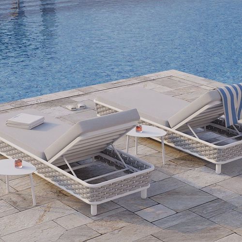 Siano Sun Lounge - Outdoor - White - Light Grey Cushion