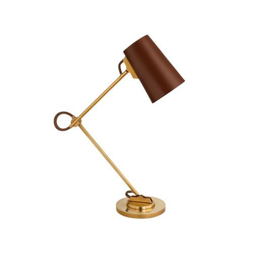 Benton Desk Lamp - Natural Brass | Saddle Leather Shade