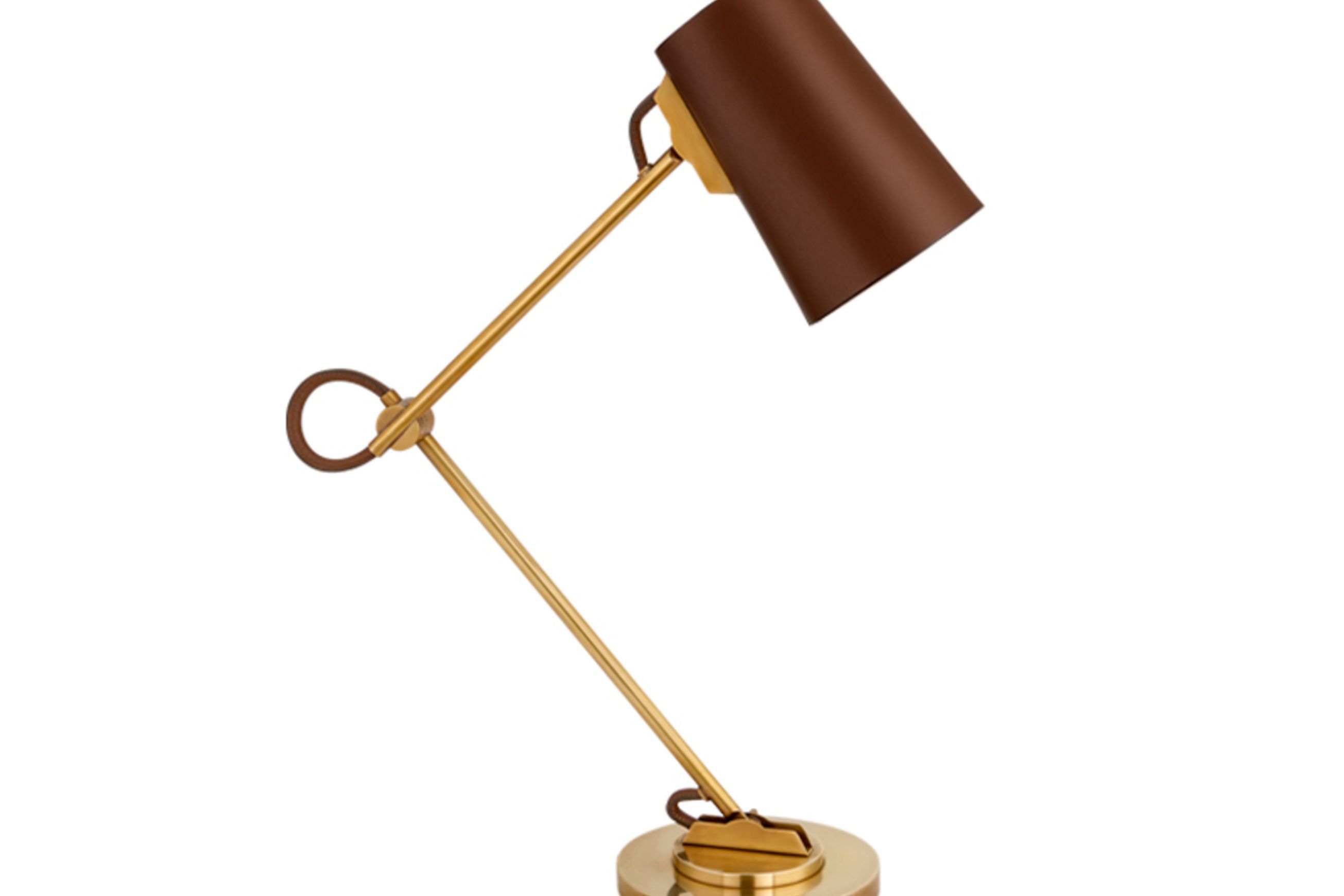 Benton Desk Lamp - Natural Brass | Saddle Leather Shade