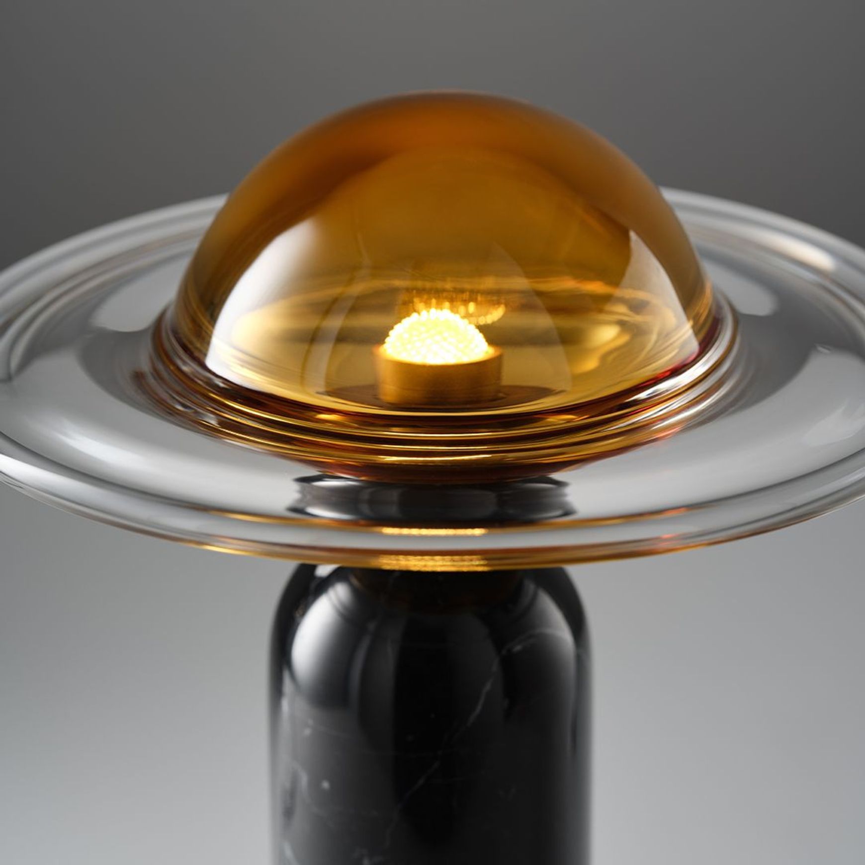 Aqua LED Glass Table Lamp in Black Marble