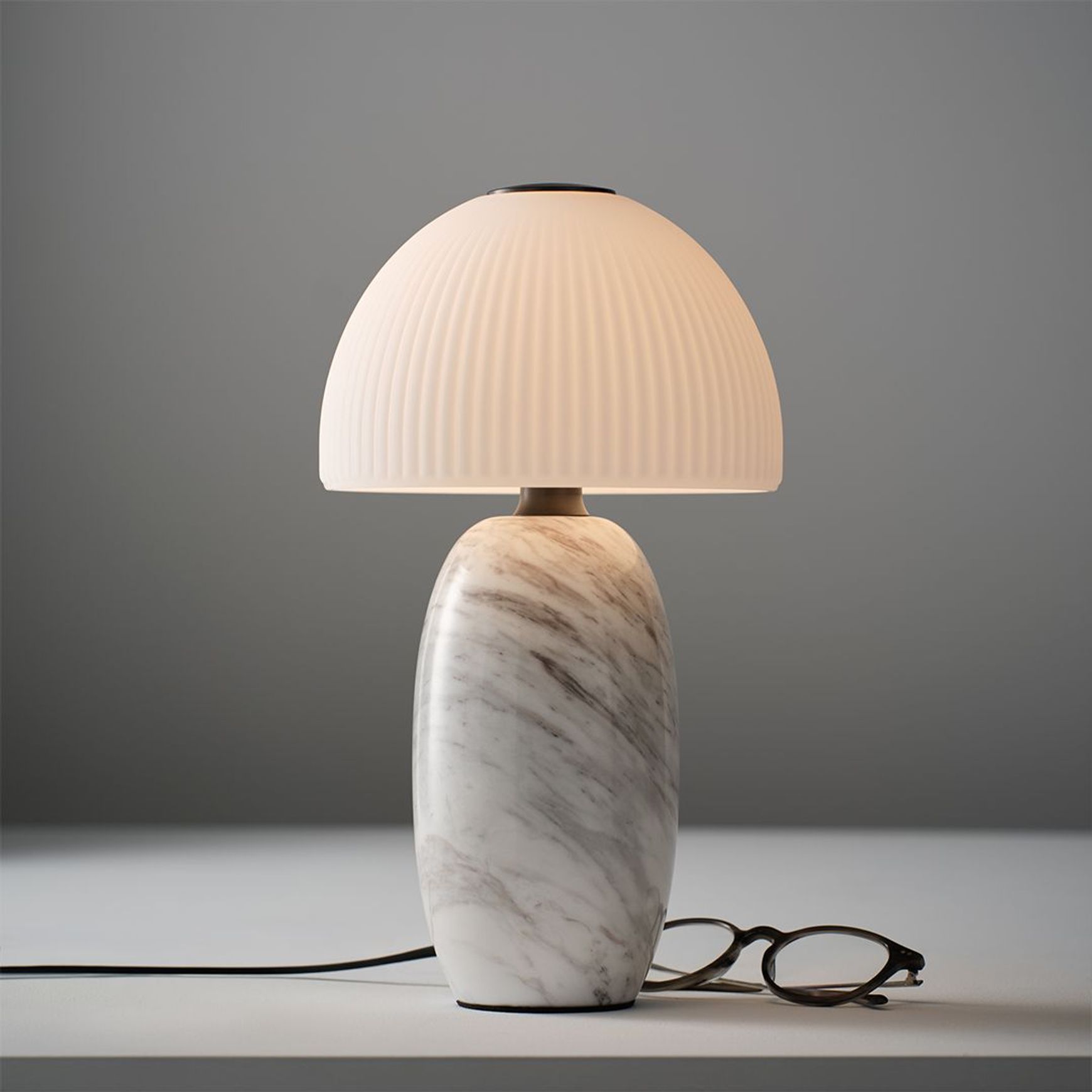 Tye 1 Light Glass Table Lamp in Frosted Marble