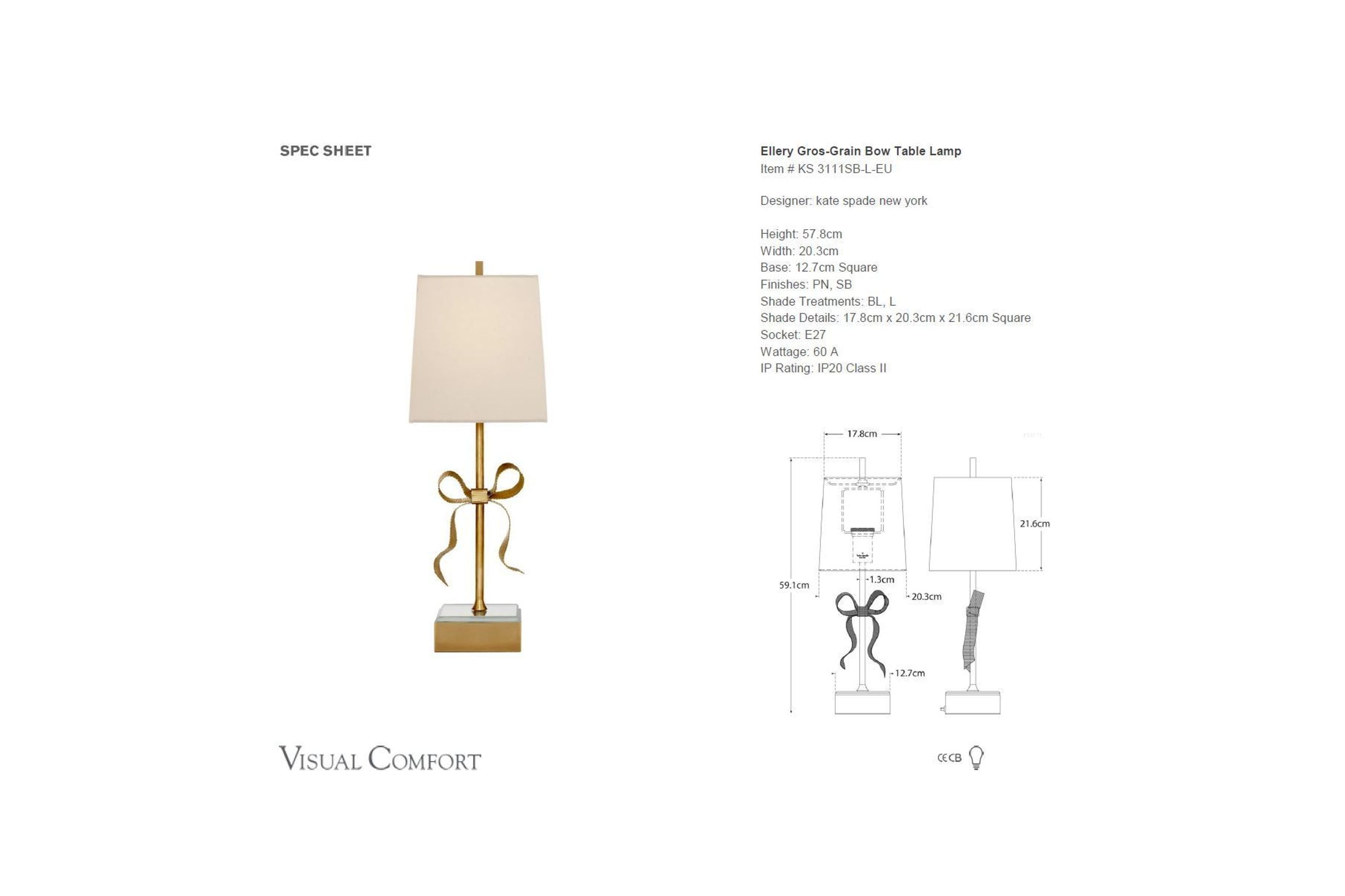 Kate Spade Ellery Gros-Grain Bow Table Lamp – Gold