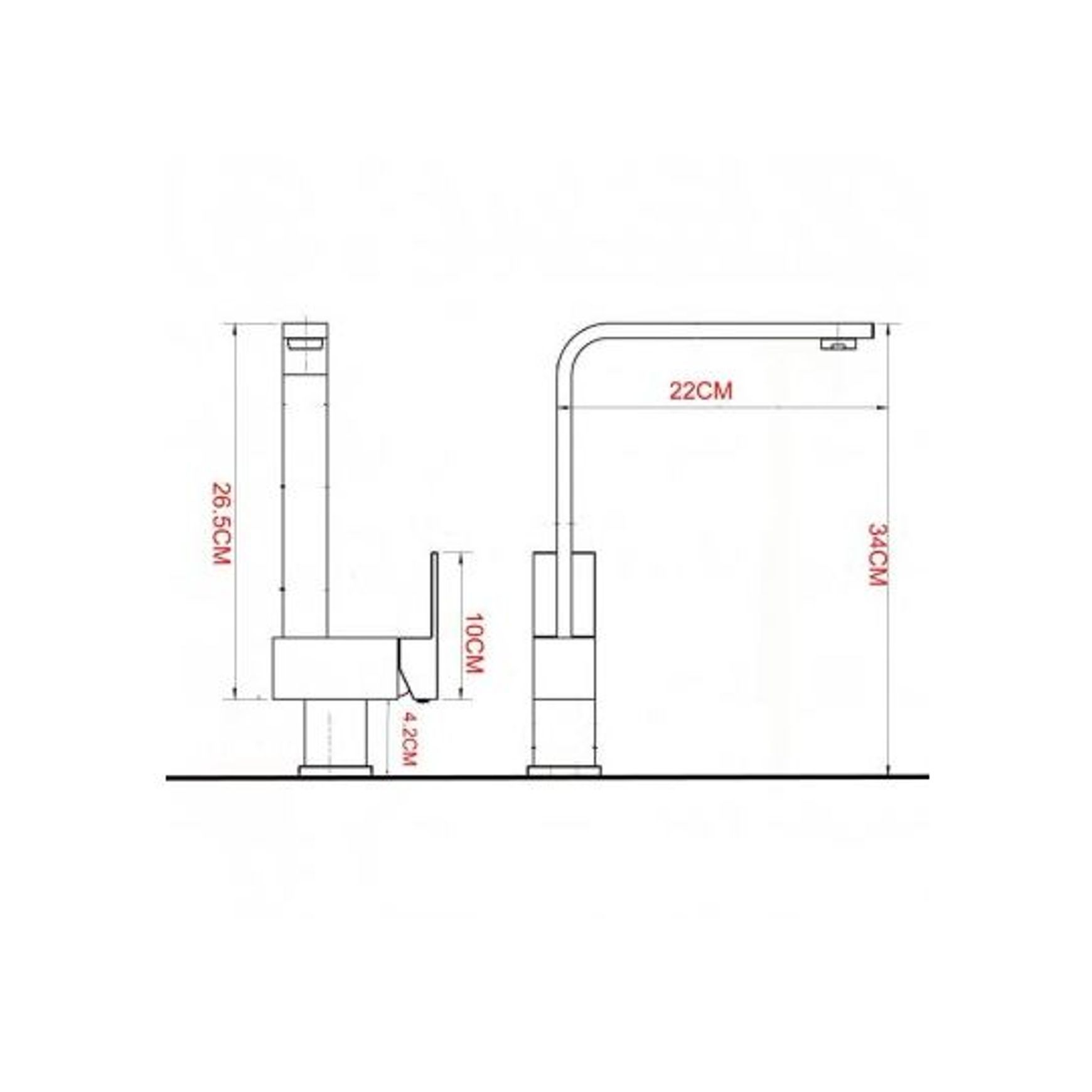 Square Kitchen Mixer Matte Black dimensions