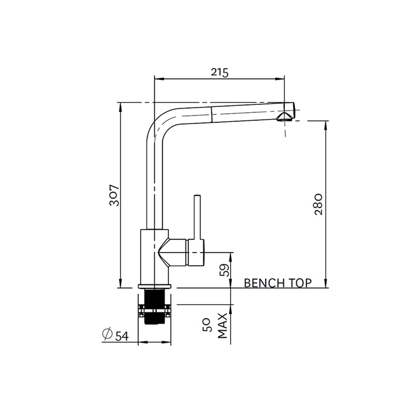 Minimalist Metro Pull Out Sink Mixer dimensions