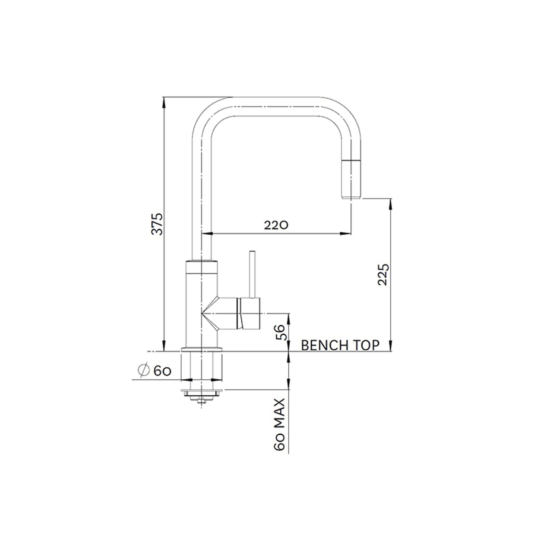 Minimalist Urban Pull Out Sink Mixer dimensions