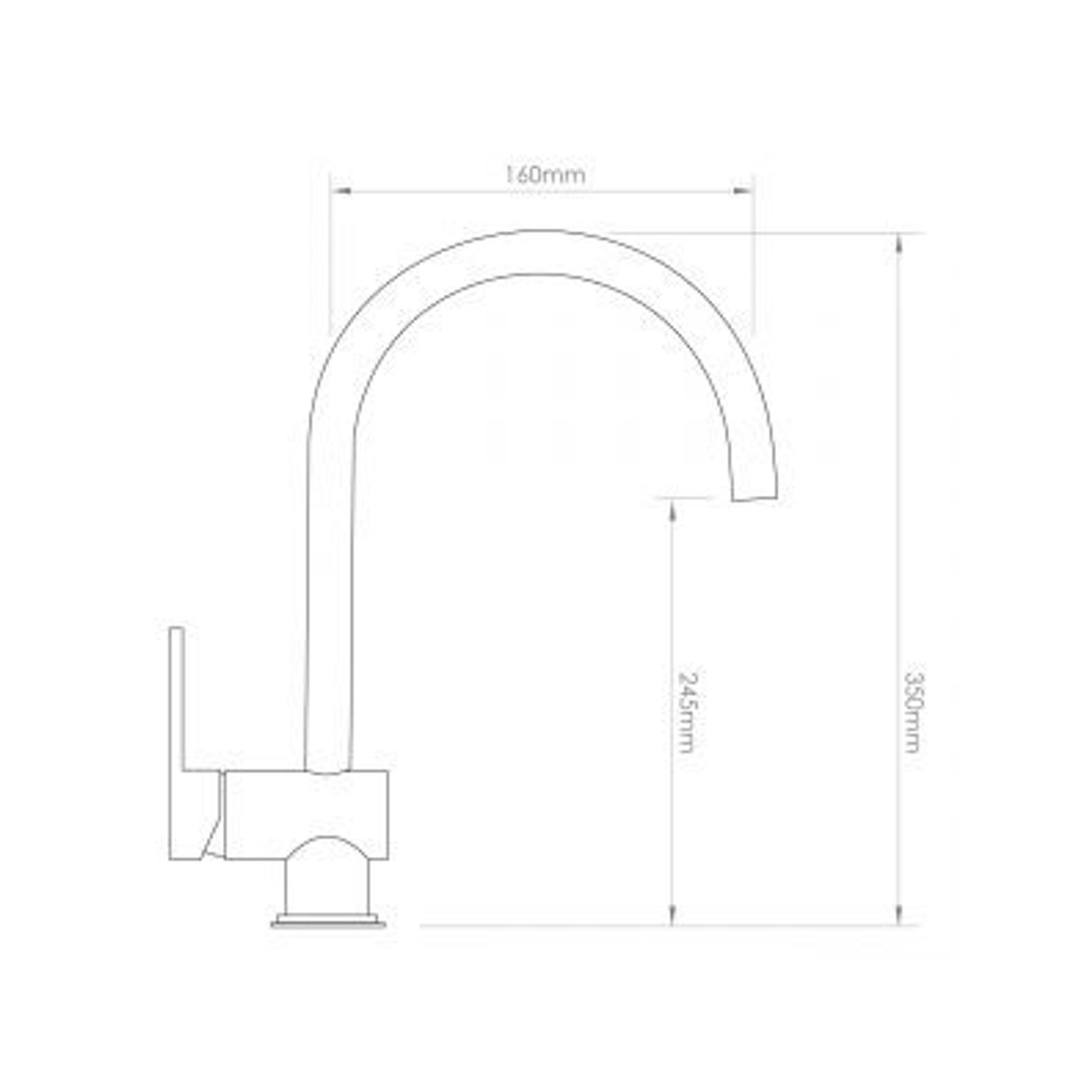 Voda Hi Rise Gooseneck Sink Mixer dimensions