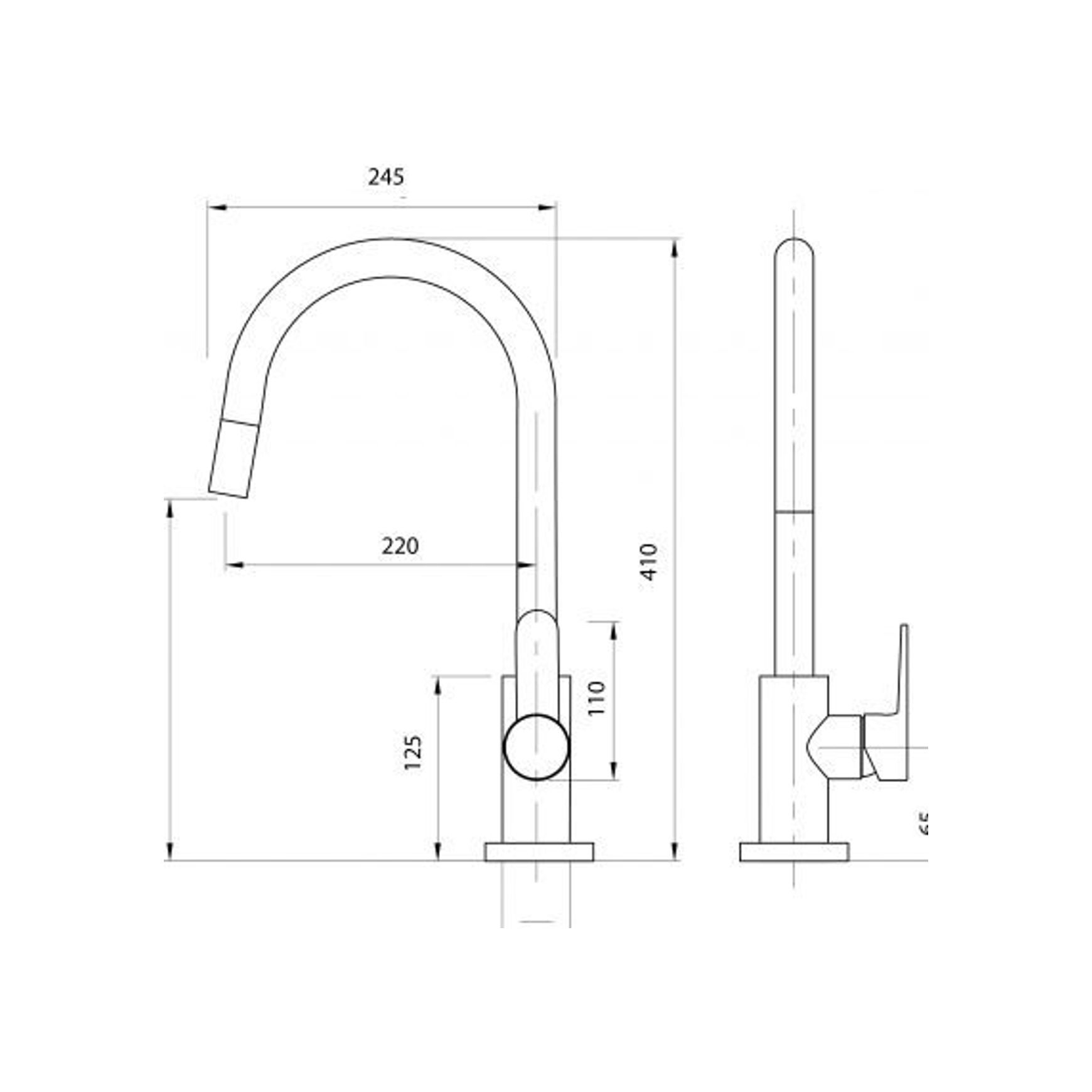 Stainless Gooseneck Pull Out Sink Mixer with Cold Start