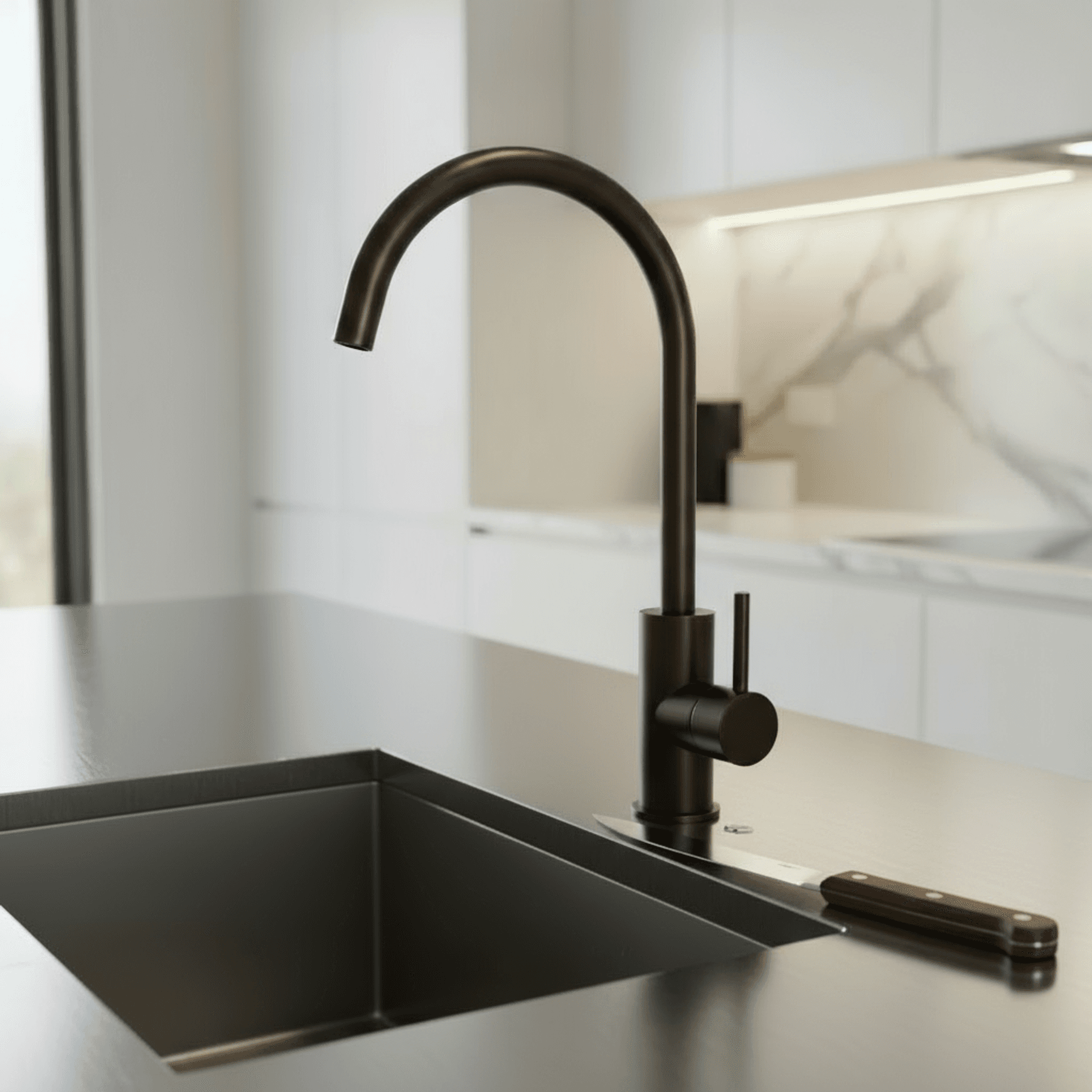 Storm Gooseneck Sink Mixer with Cold Start technology