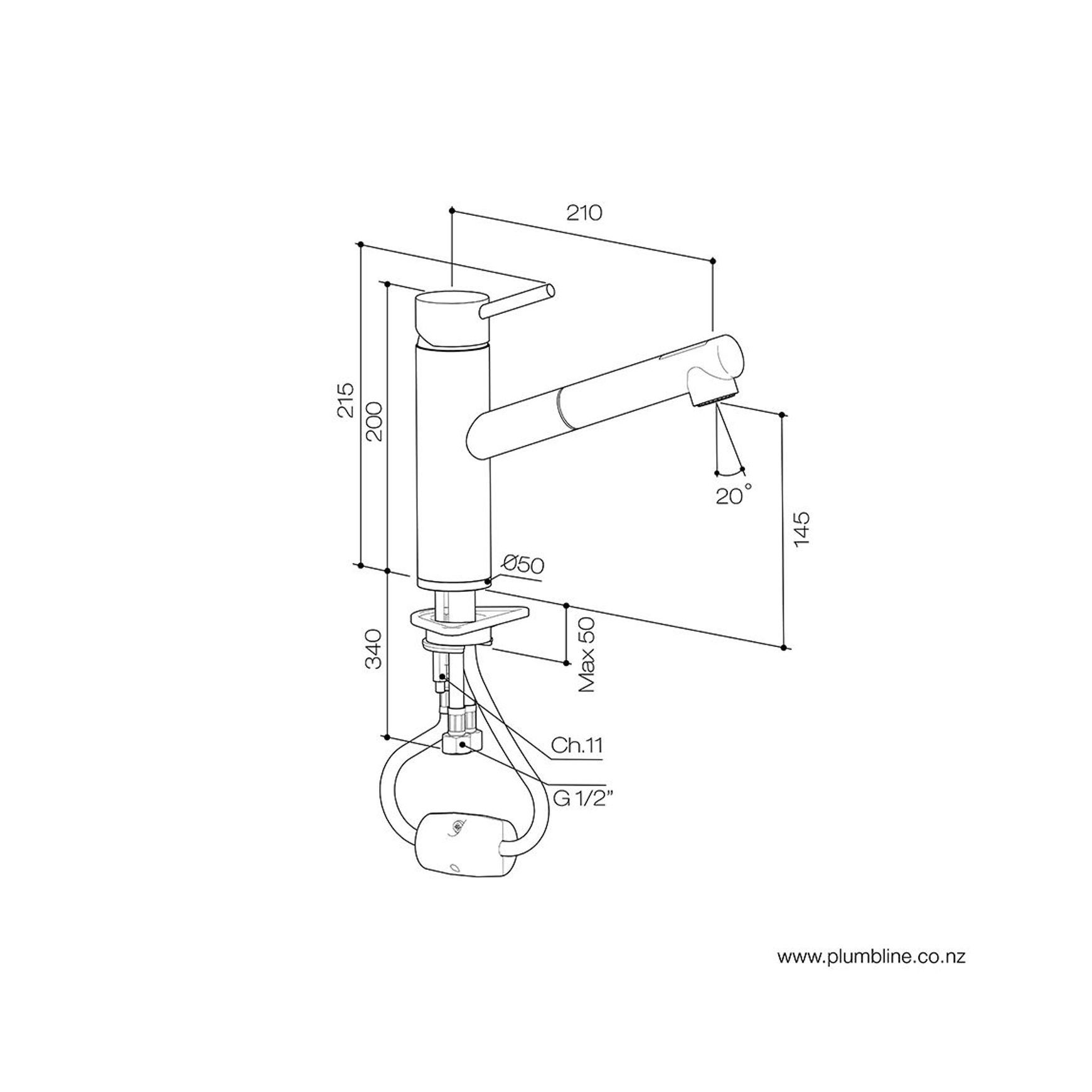 Buddy Low Height Kitchen Mixer With Pull Out Spray