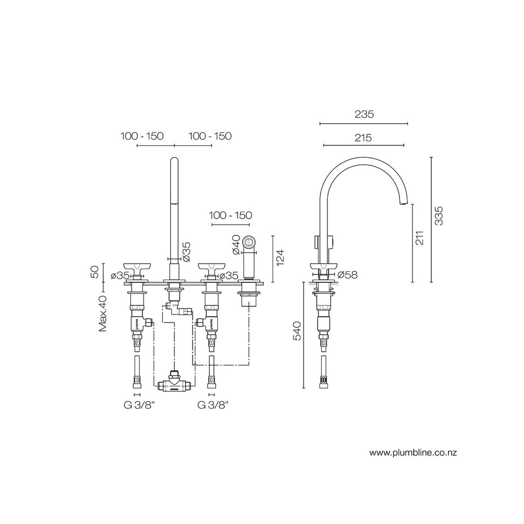 Icona Classic Kitchen Mixer With Rinse Spray