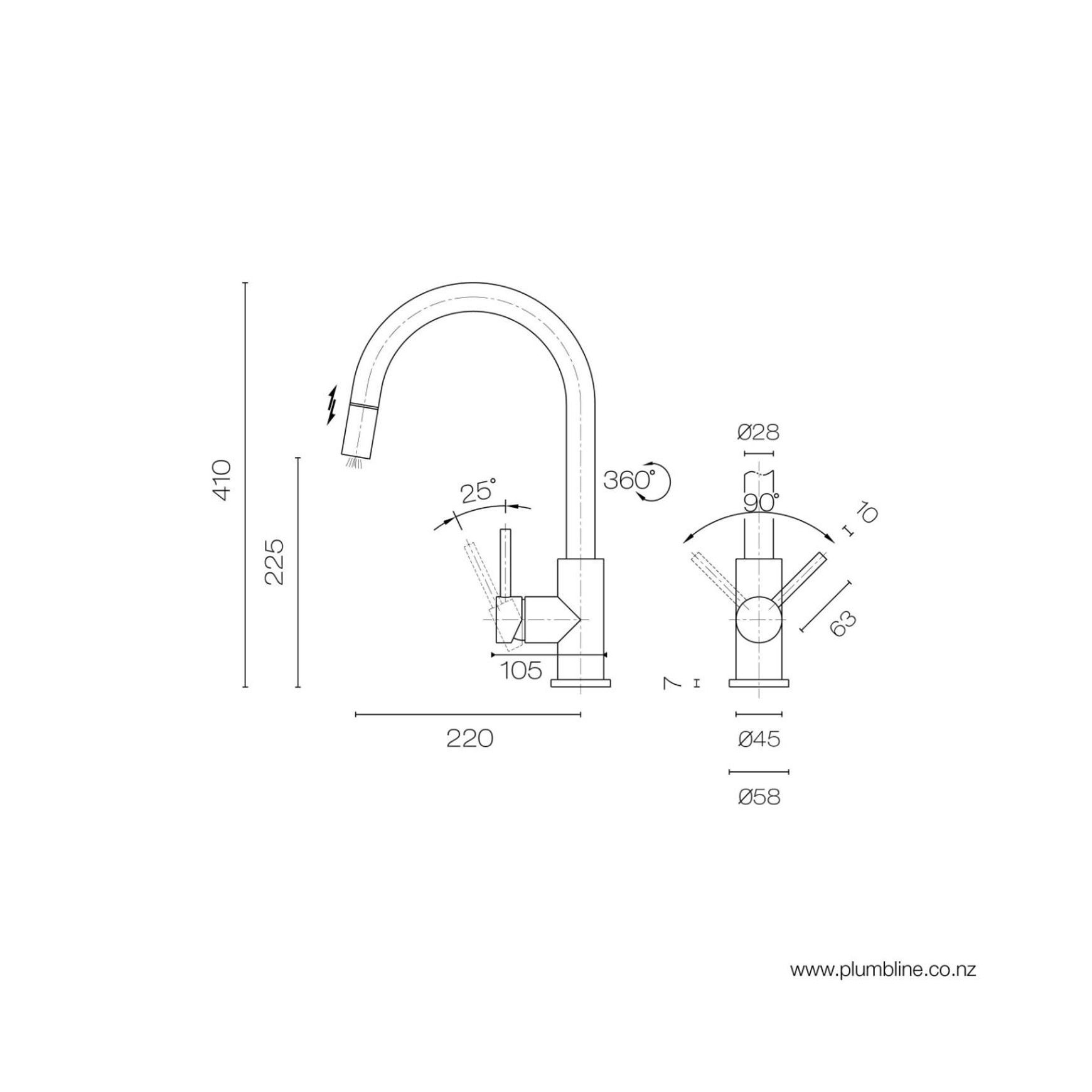Swiss Kitchen Mixer With Pull Out Spout