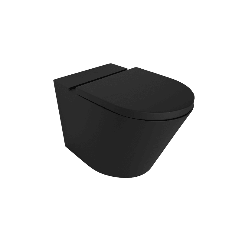 Vivo Floor Mounted Pan Thick Seat Rimless Matte Black