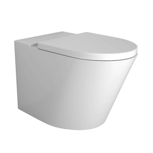 Vivo Floor Mounted Pan Thick Seat Rimless Gloss White