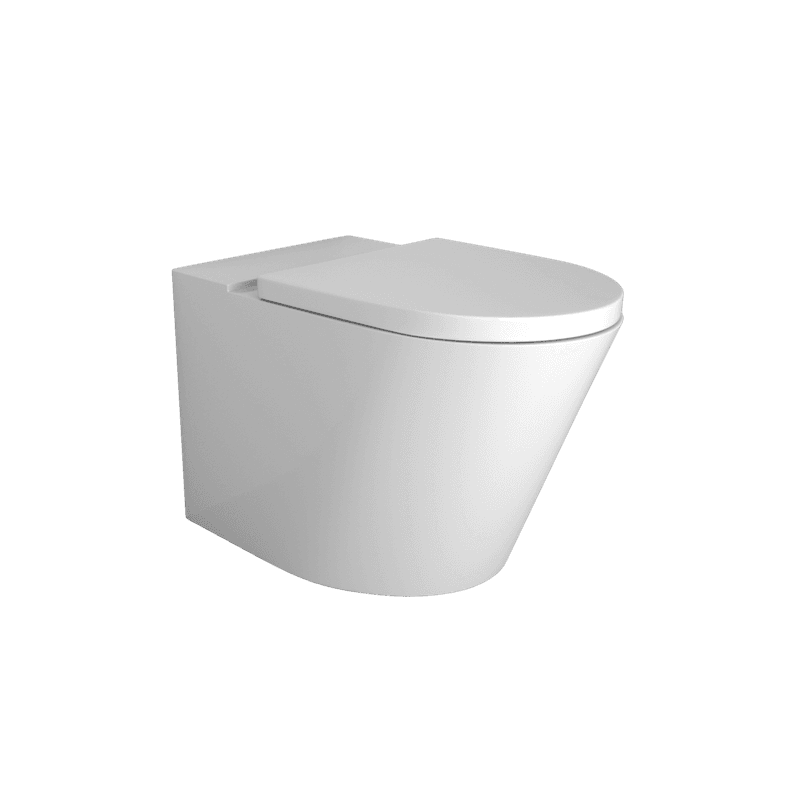 Vivo Floor Mounted Pan Thick Seat Rimless Gloss White