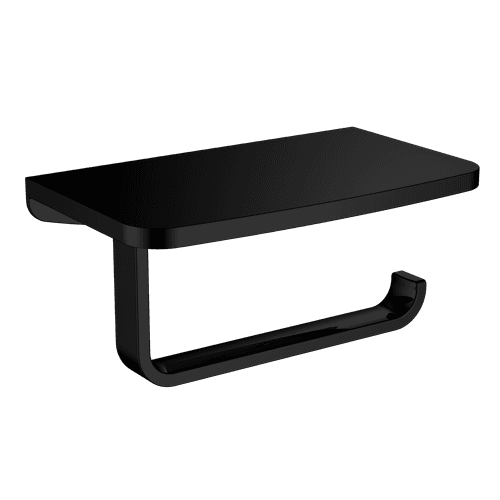 Carbon Toilet Roll Holder with Shelf Satin Black