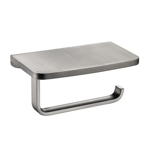 Cubic Toilet Roll Holder with Shelf Brushed Nickel