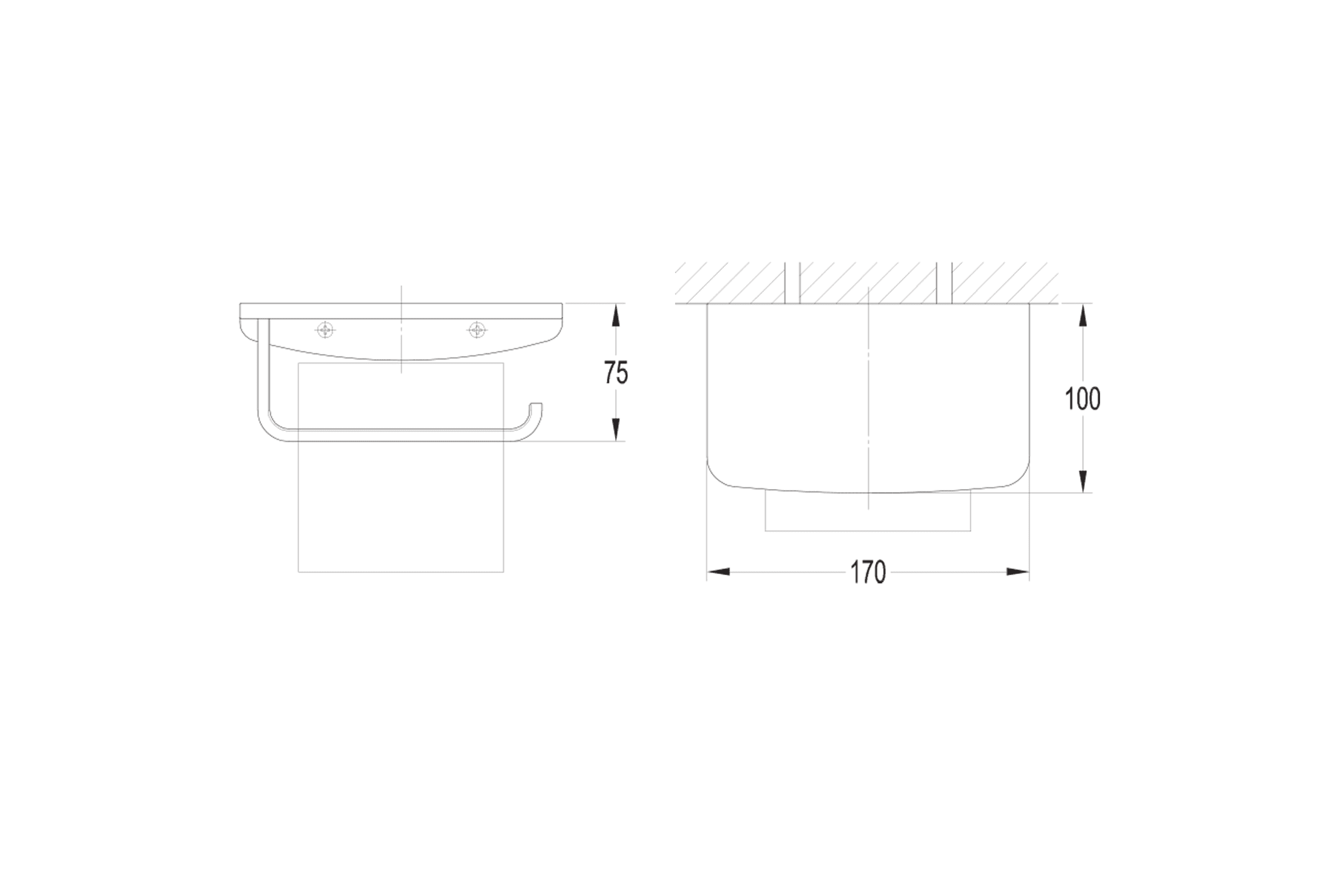 Cubic Toilet Roll Holder with Shelf Gun Metal