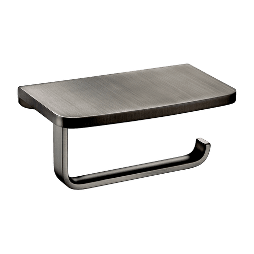 Cubic Toilet Roll Holder with Shelf Gun Metal