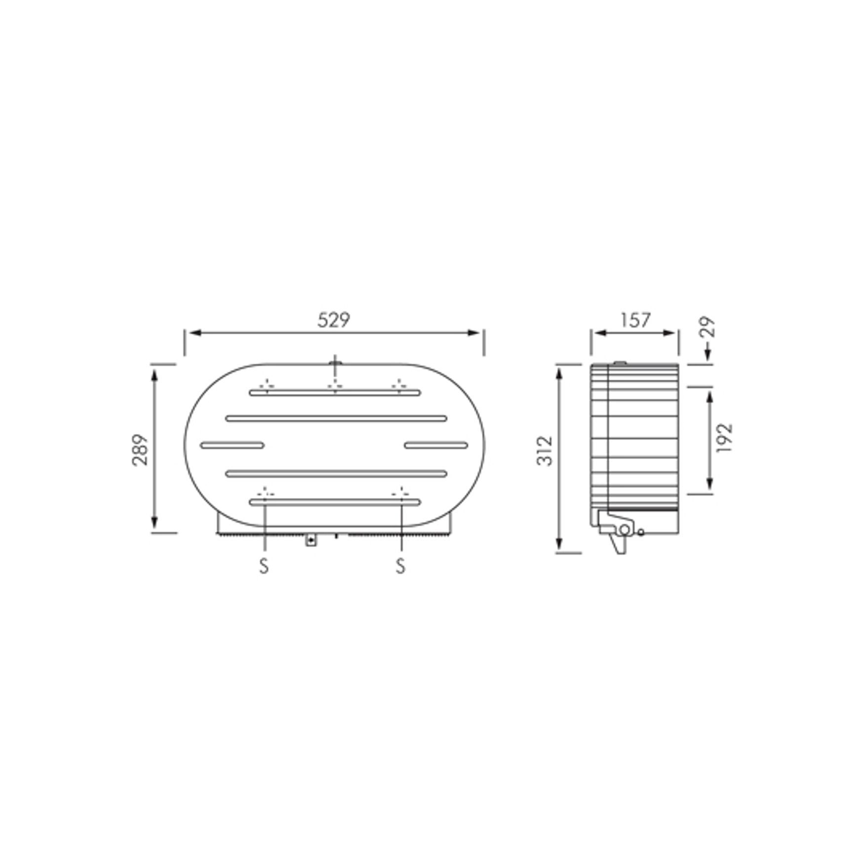ASI Surface Mounted Jumbo Double Toilet Roll Dispenser dimensions