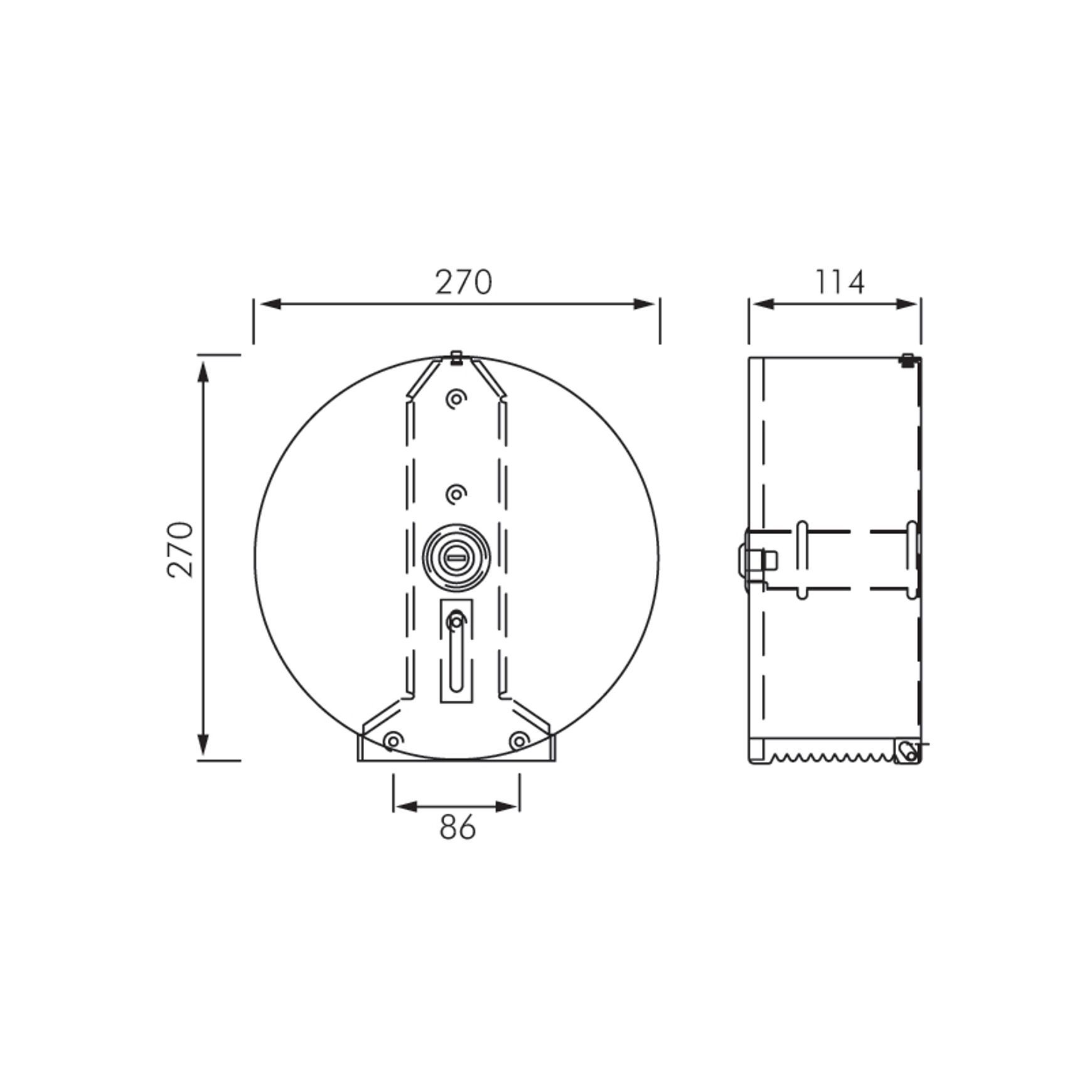 ASI Surface Mounted Jumbo Single Toilet Roll Dispenser dimensions