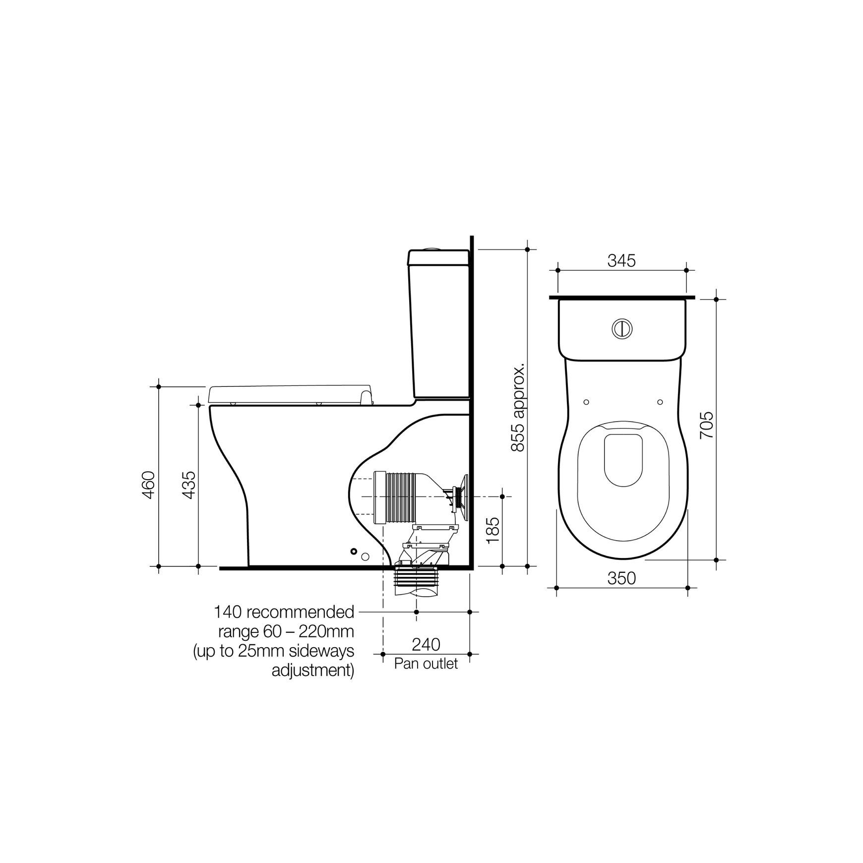Opal Easy Height Cleanflush WFCC Suite DF SC Grey Seat