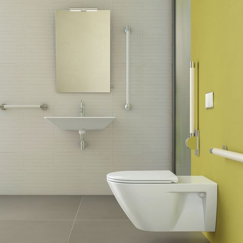 Sfera 70 Rimless Wall Hung Toilet With White Seat Ring