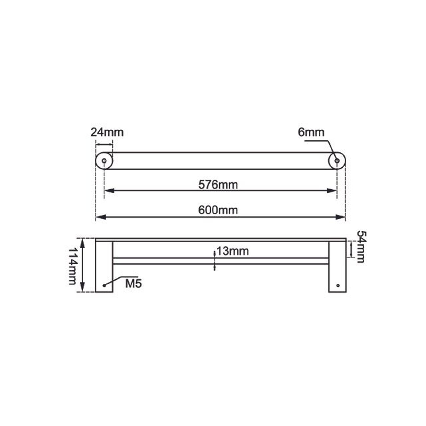 Rushy Double Towel Rail 600mm Brushed Nickel