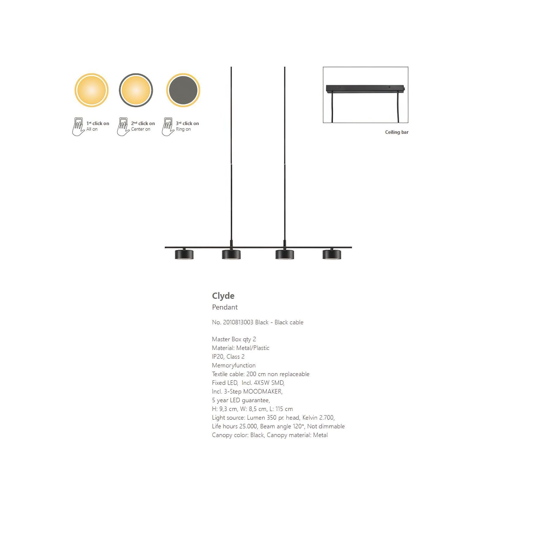 Clyde 4 Rail Pendant