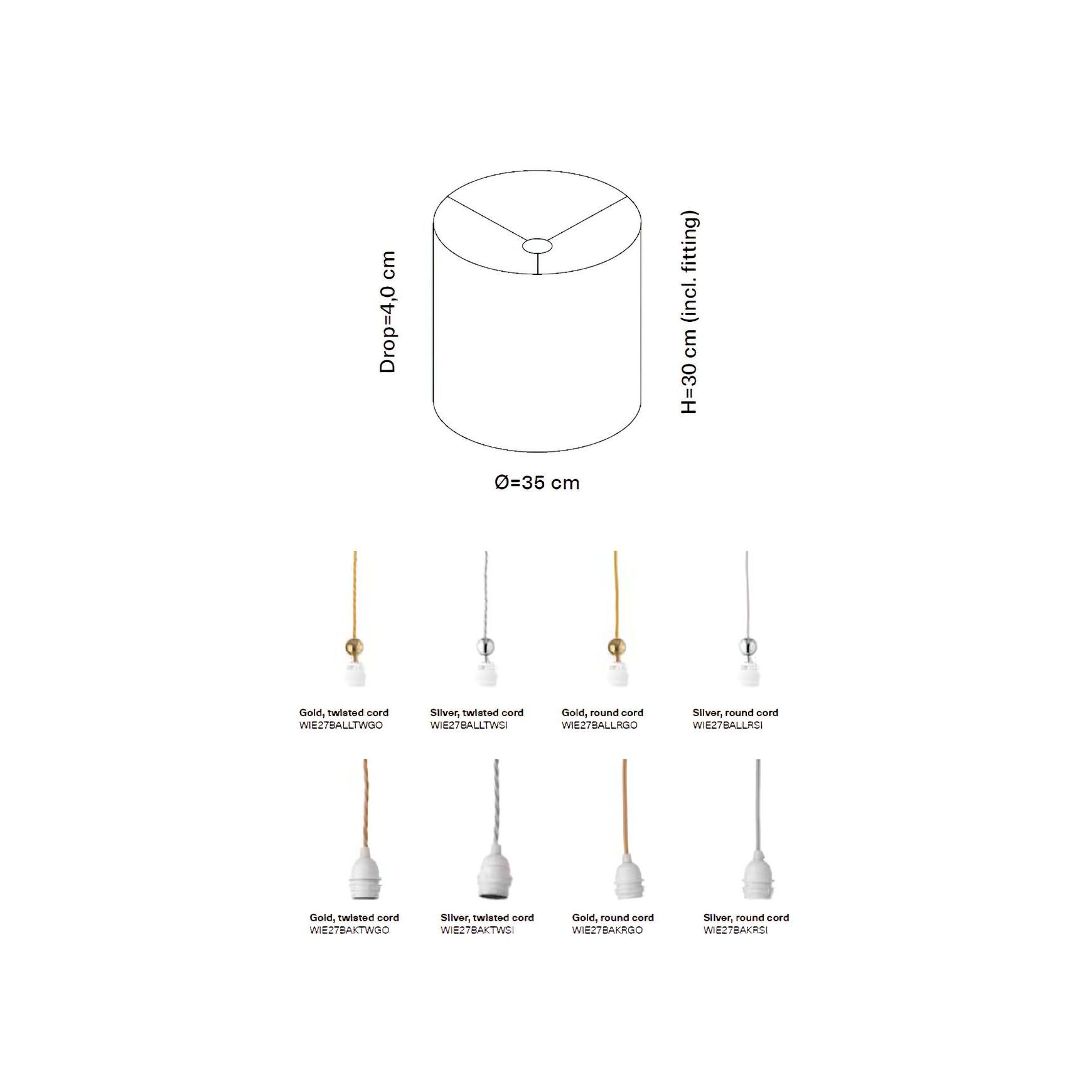 Fabric Shade 35cm Pendant Light
