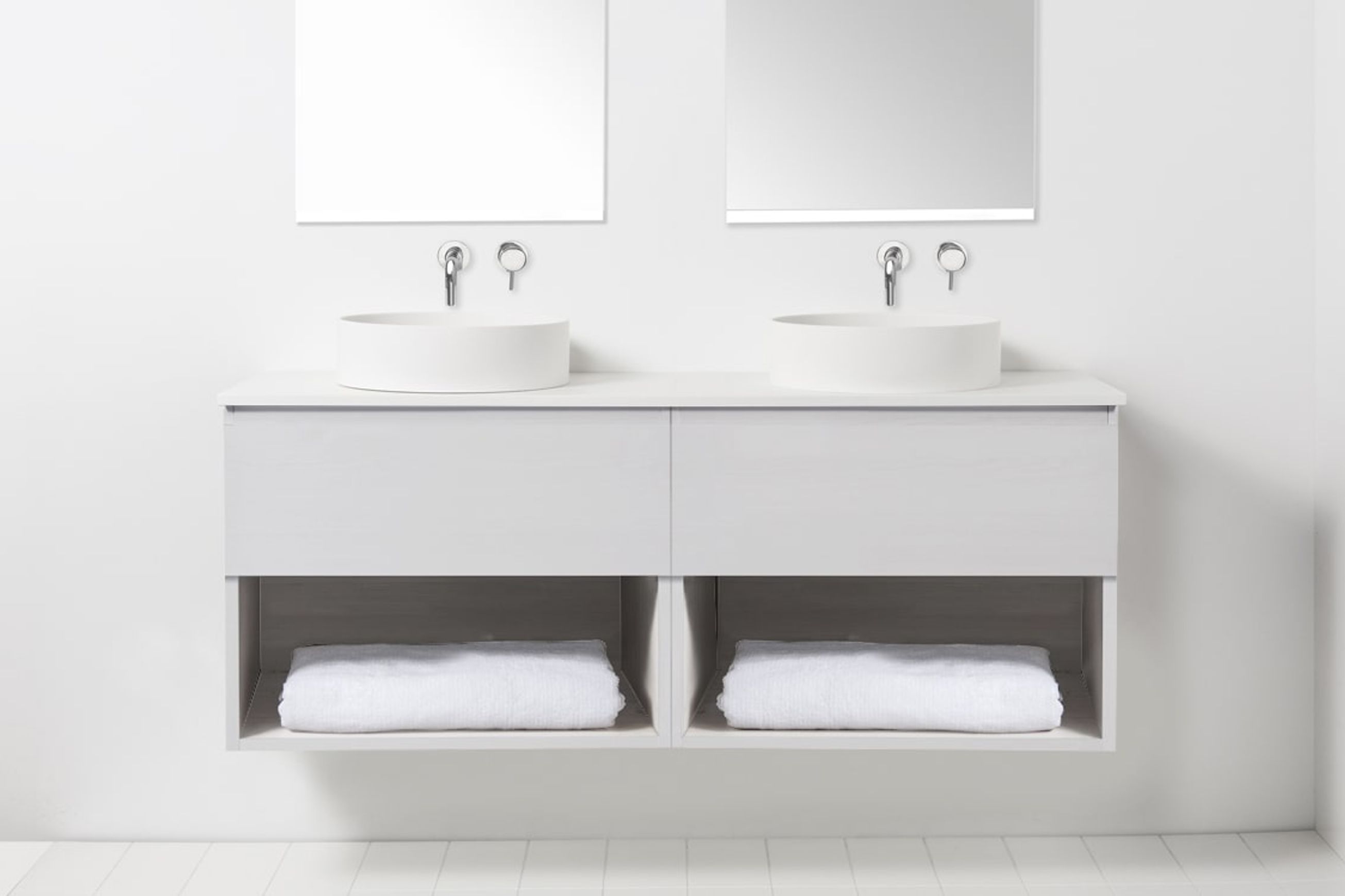 Soft Solid-Surface 1550, 2 Drawers, 2 Open Shelves