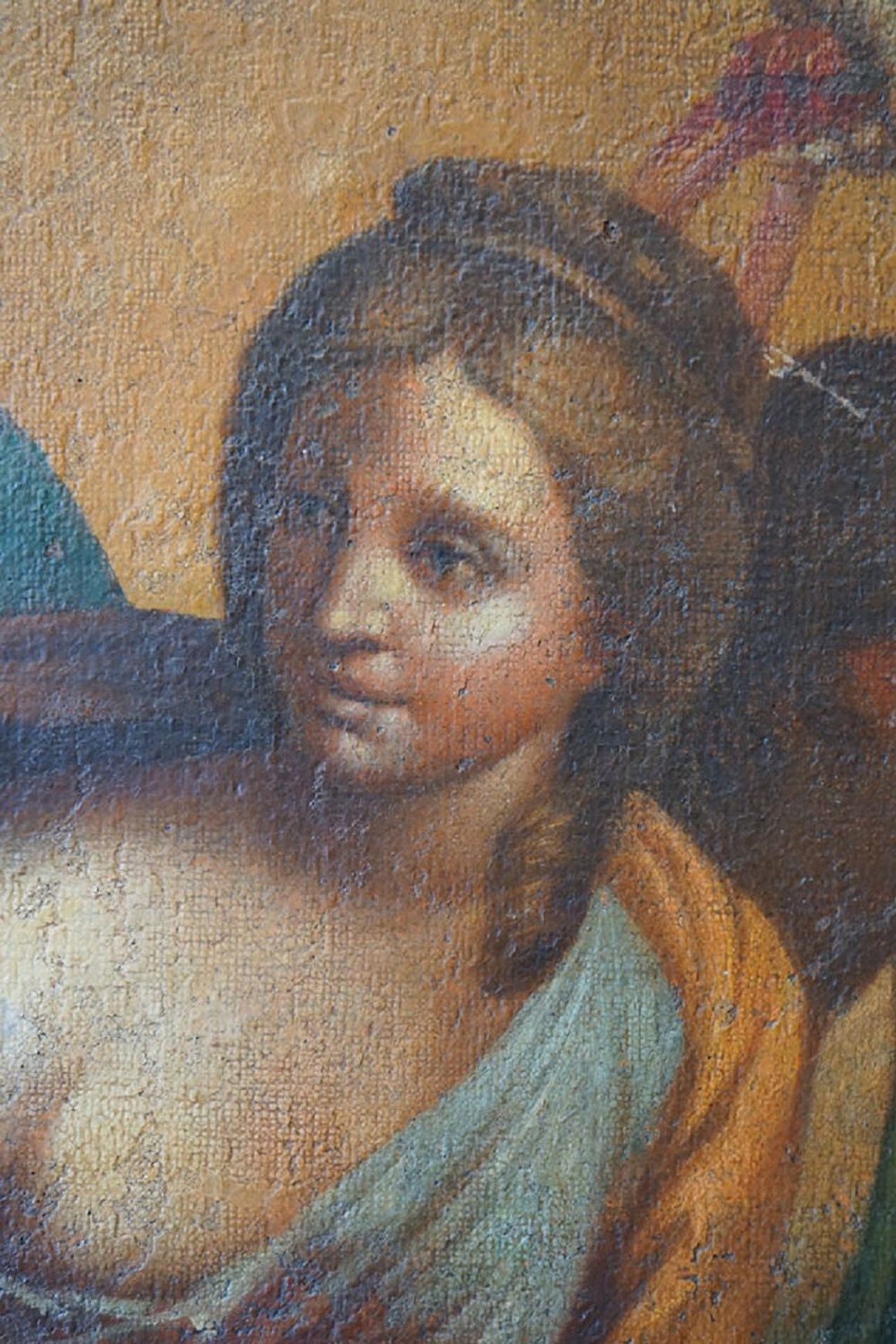 Large Italian Antique Oil Painting of Aurora & Apollo