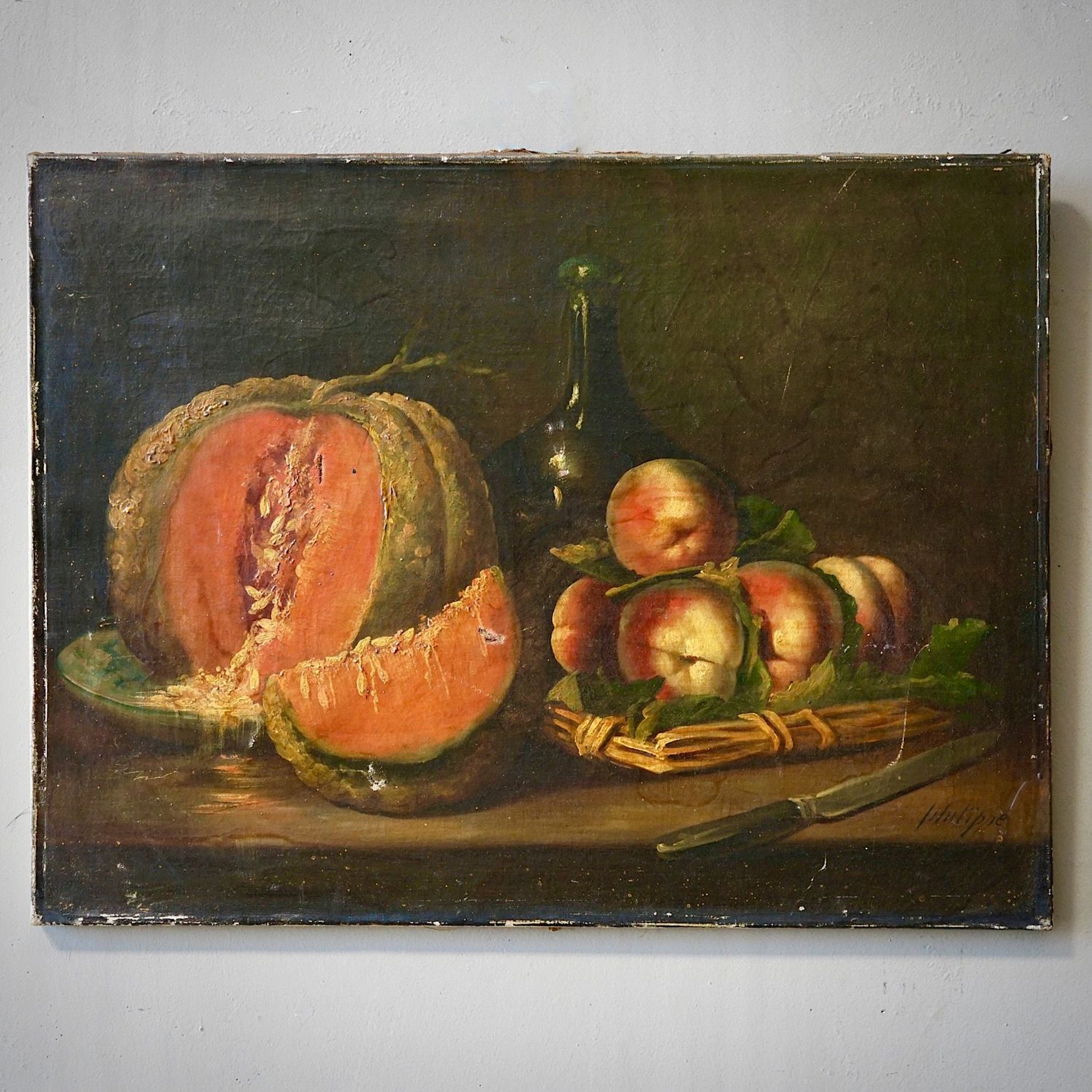 French Antique Still-Life Oil Painting